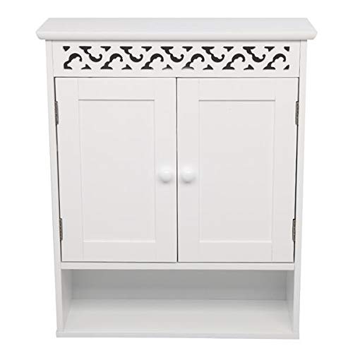 White MDF Wall Cabinet for Kitchen, Bathroom, Garage & Laundry Room - Durable Storage Cabinet with Adjustable Shelves - Perfect for Organizing Toiletries, Cleaning Supplies & Home Essentials