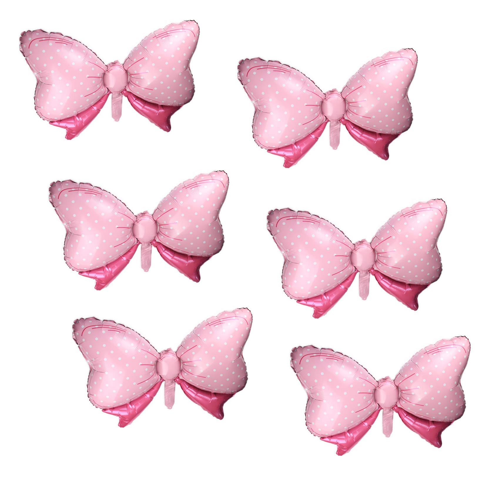 6 Pack Pink Bow Foil Balloons - Large Bow Tie Balloons for Birthday Party, Wedding, Baby Shower Decorations - Perfect for Balloon Arches, Photo Backdrops & Party Centerpieces