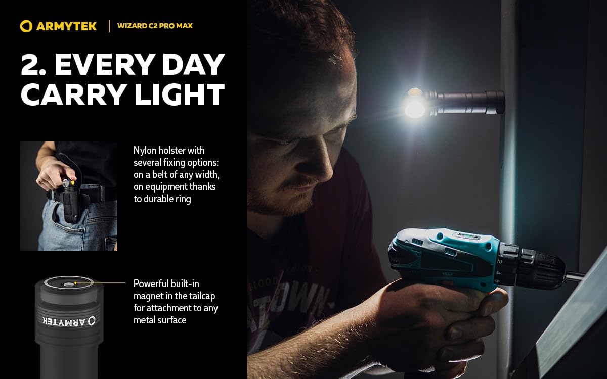 Armytek Wizard C2 Pro Max USB Rechargeable LED Headlamp - 4000 Lumens, Waterproof, for Camping, Hiking & Outdoor Adventures