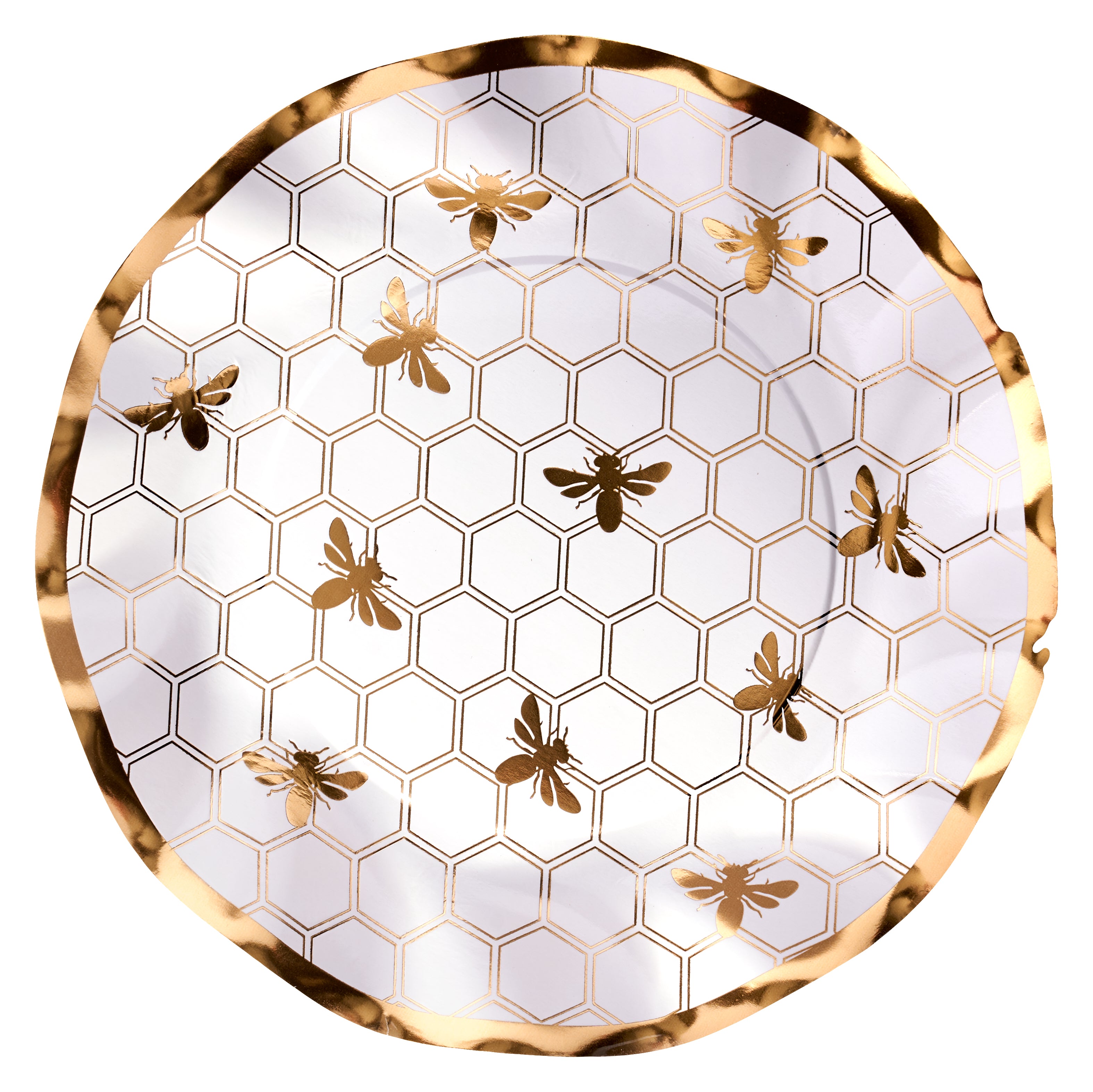 Eco-Friendly Honeybee Wavy Paper Salad Plates - 8 Pack | Biodegradable Party Dinnerware for Picnics, BBQs & Outdoor Events
