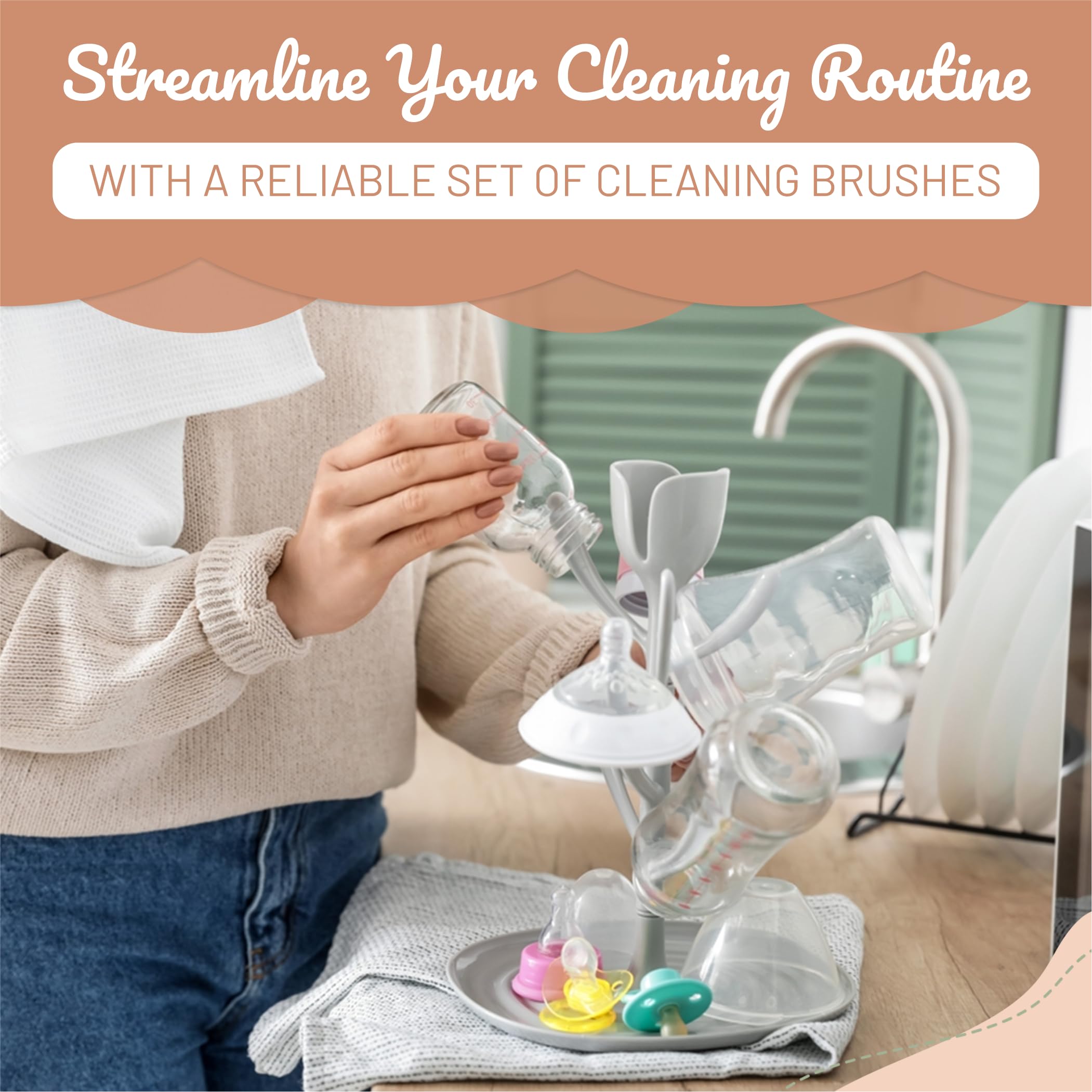 **Triple Baby Bottle Cleaner Brush Set - 3-Pack Bottle, Nipple & Straw Cleaning Brushes with Eco-Friendly Plastic Handle & Non-Slip Grip - Replaceable Sponges for Easy Cleaning - Perfect for Baby Bottles, Sippy Cups & Travel Mugs**