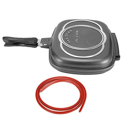 **Large Double Sided Frying Pan - 12.6 Inch Non-Stick Grill Pan with Anti-Burn Handle for Camping, RV & Truck Cooking - Portable Kitchen Cookware for Outdoor & Indoor Use**