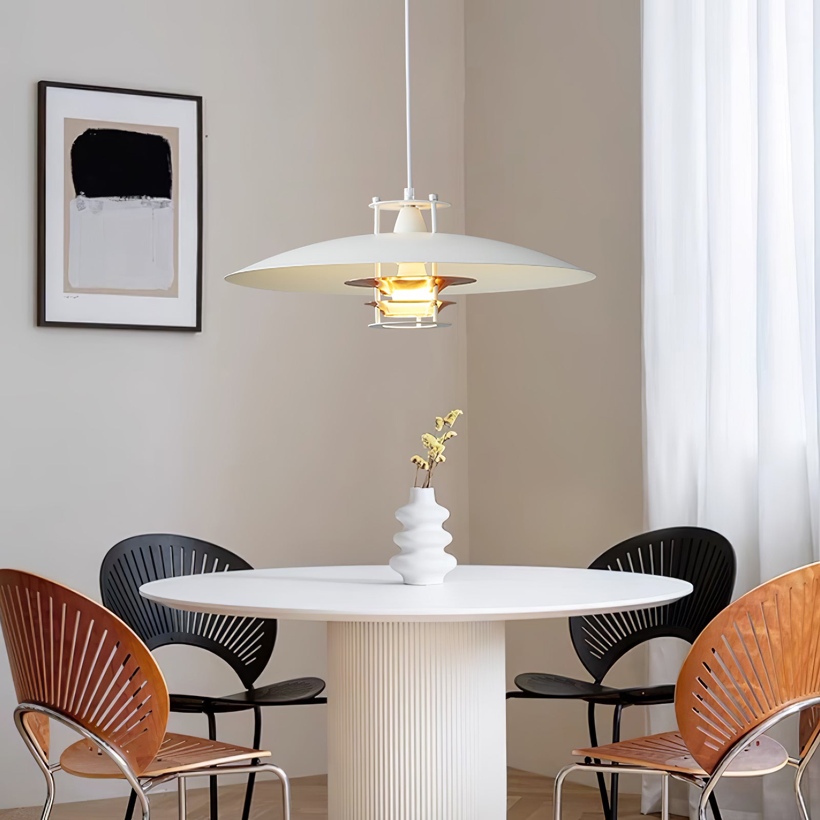 JL 341 Modern Glass Pendant Light - Elegant Hanging Fixture for Kitchen Island, Dining Room & Bedroom Lighting - Dimmable LED Chandelier for Home Decor