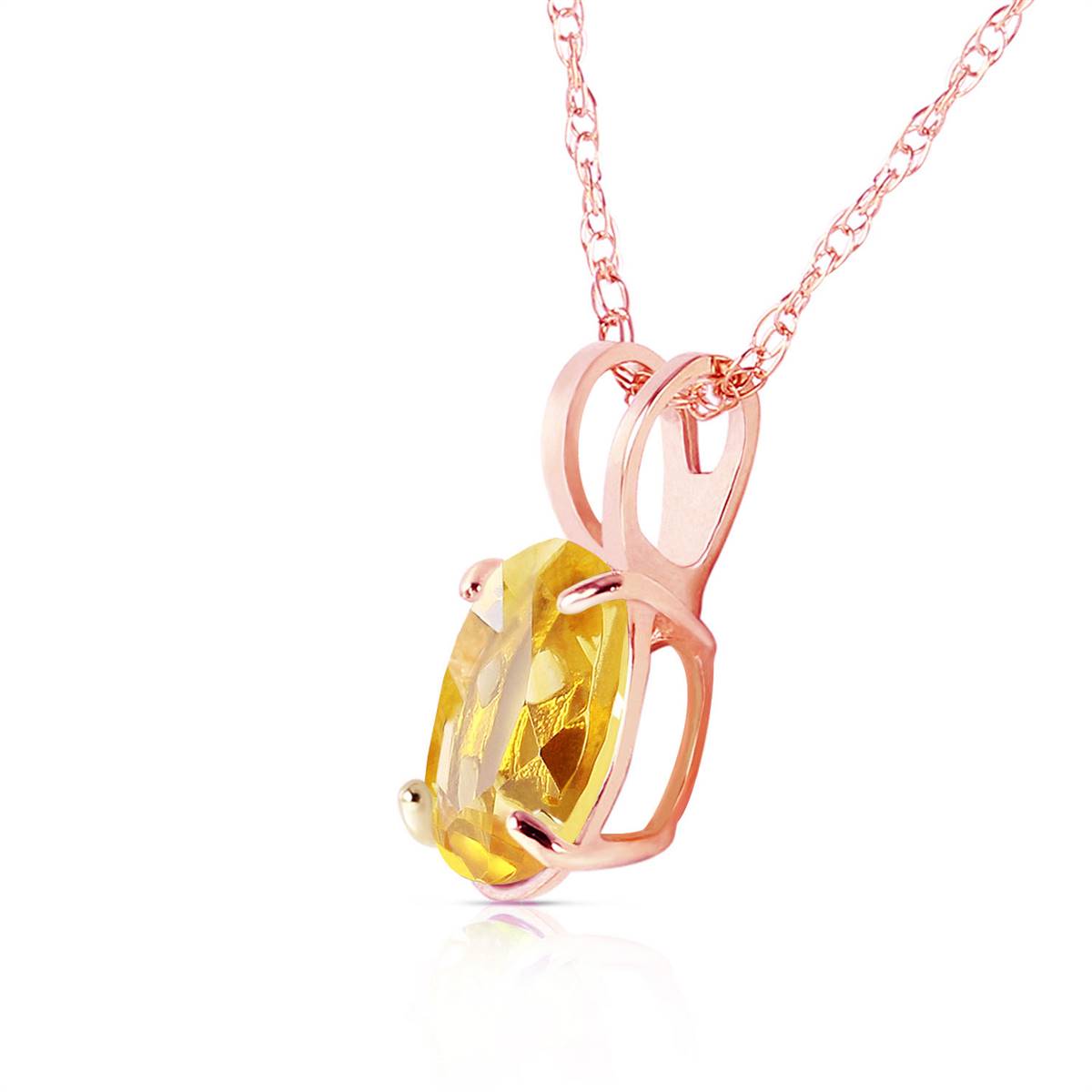 0.85 Carat 14K Solid Rose Gold Solitaire Citrine Necklace for Women - Elegant Birthstone Jewelry Gift for Anniversary, Birthday & Special Occasions