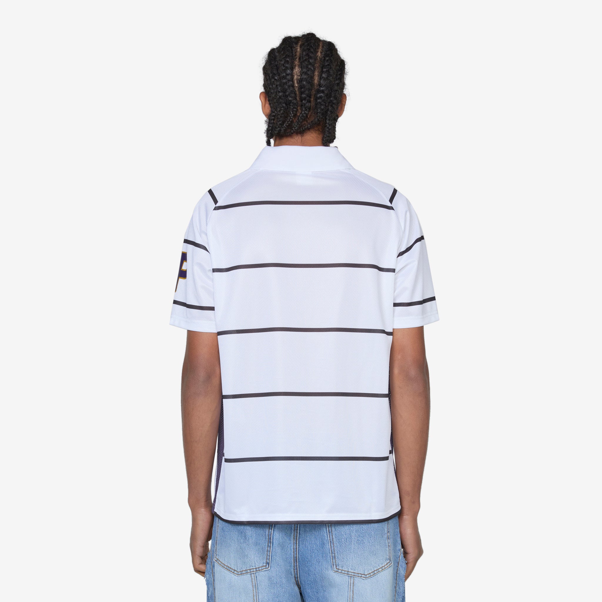 Men's Striped Sportif Shirt - White Casual Button Down Shirt for Golf, Tennis & Outdoor Activities | Breathable Comfort Fit Short Sleeve Top