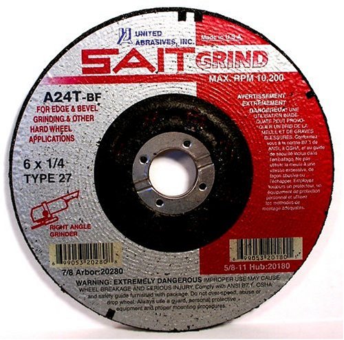 SAIT 20065 A24T Tough Grind Type 27 Depressed Center Grinding Wheel 4.5