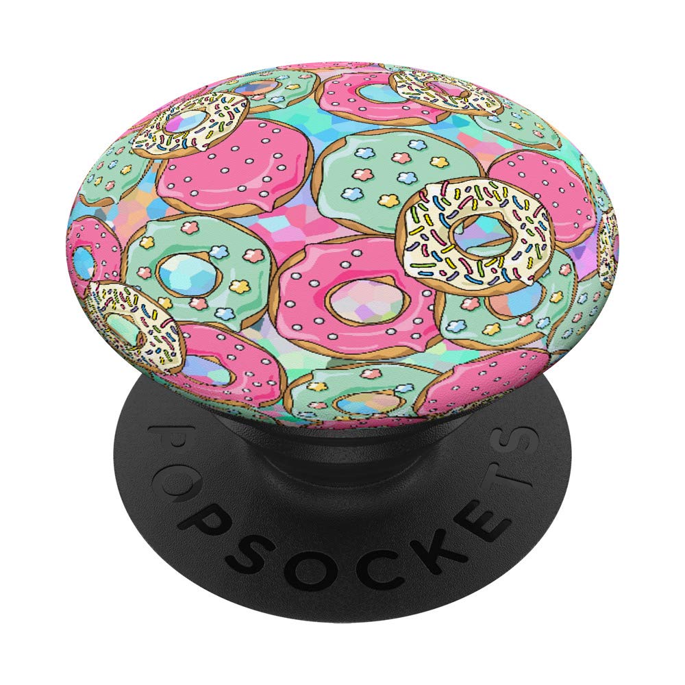 Donut Food Sprinkles Glazed Sweet Chocolate Dough Dessert PopSockets Grip and Stand for Phones and Tablets - Perfect for Baking Enthusiasts & Sweet Treat Lovers