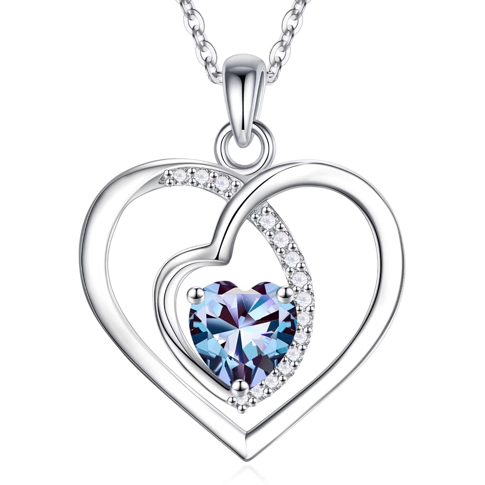 Infinity Love Heart Birthstone Necklace for Women - Sterling Silver S925 Heart Pendant Jewelry, Personalized Gift for Valentine's Day, Mother's Day, Anniversary, Christmas & Birthday - Perfect for Mom, Daughter, Sister, Grandma | Elegant Everyday Wear & Special Occasion Jewelry