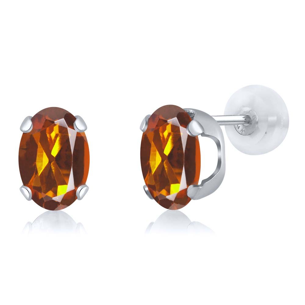 14K Yellow or White Gold 8X6MM Oval Birthstone Stud Earrings for Women & Men | Gem Stone King | Perfect for Gifts, Anniversaries & Everyday Wear