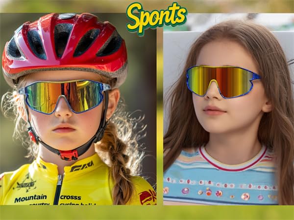 FEISEDY Unisex Youth Sunglasses UV400 Protection - Baseball Tennis Cycling Sports Shades for Boys & Girls - Perfect for Outdoor Activities, Beach, and Driving B4064