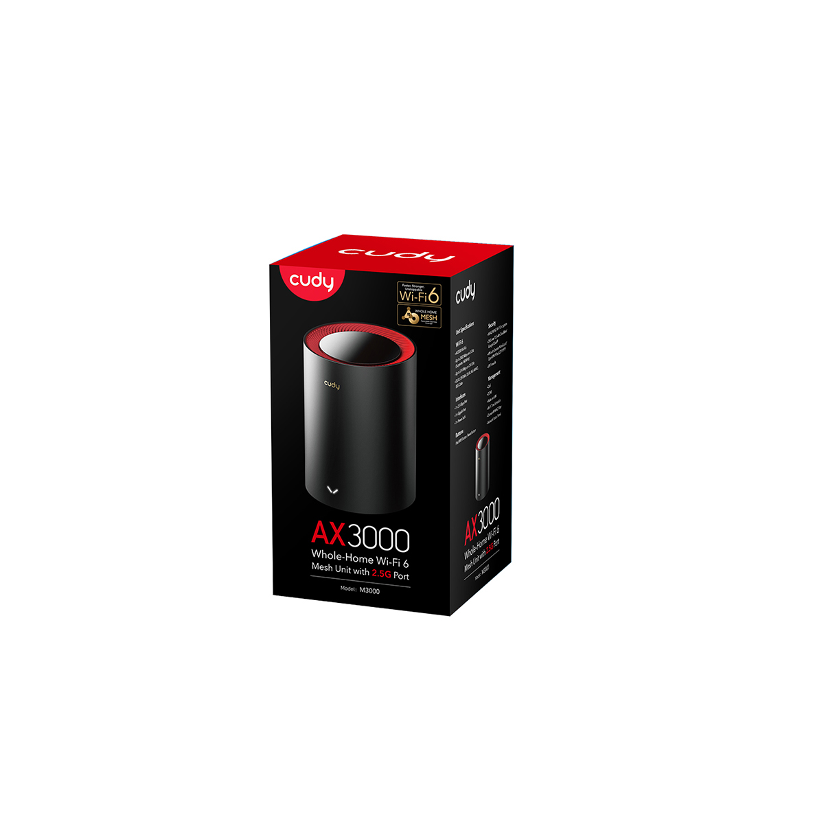 Cudy M3000 AX3000 Dual Band WiFi 6 Mesh Router with 2.5G WAN Port (1 Pack) - High Speed Whole Home Coverage for Gaming & 4K Streaming