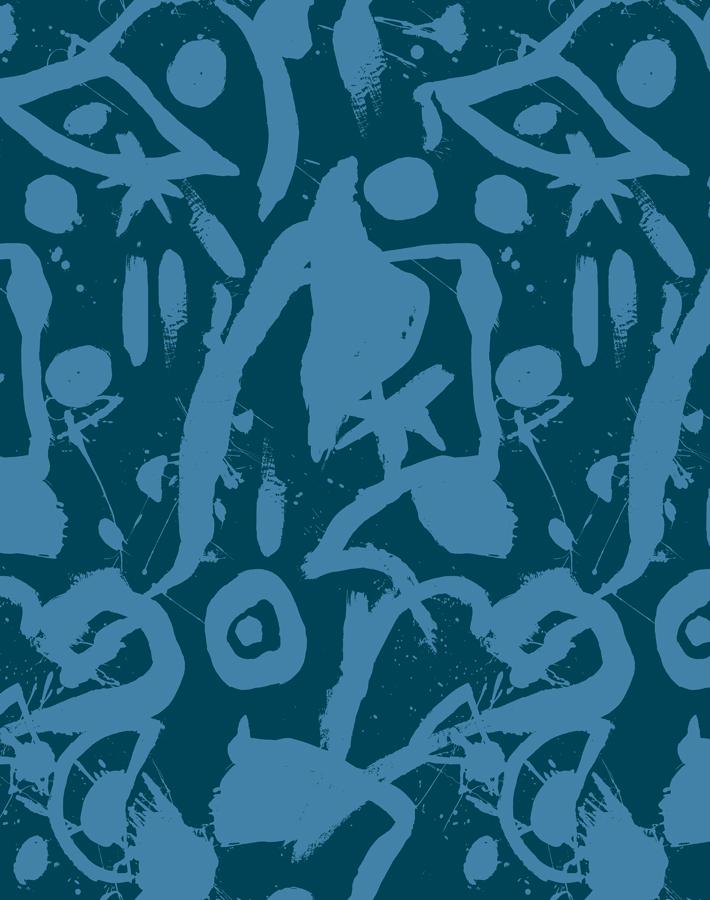 Chris Benz 'El Quijote' Blue Wallpaper - Premium Peel & Stick Removable Wallpaper for Living Room, Bedroom, Nursery & Home Office Decor
