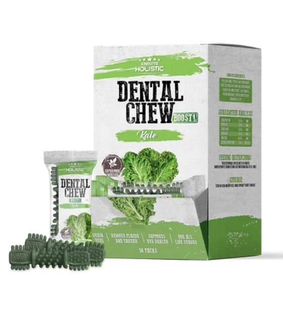 Absolute Holistic Dental Dog Chews - Natural Kale Flavor for Teeth Cleaning & Fresh Breath - Healthy Treats for Small, Medium & Large Dogs - Perfect for Training, Chewing & Oral Care
