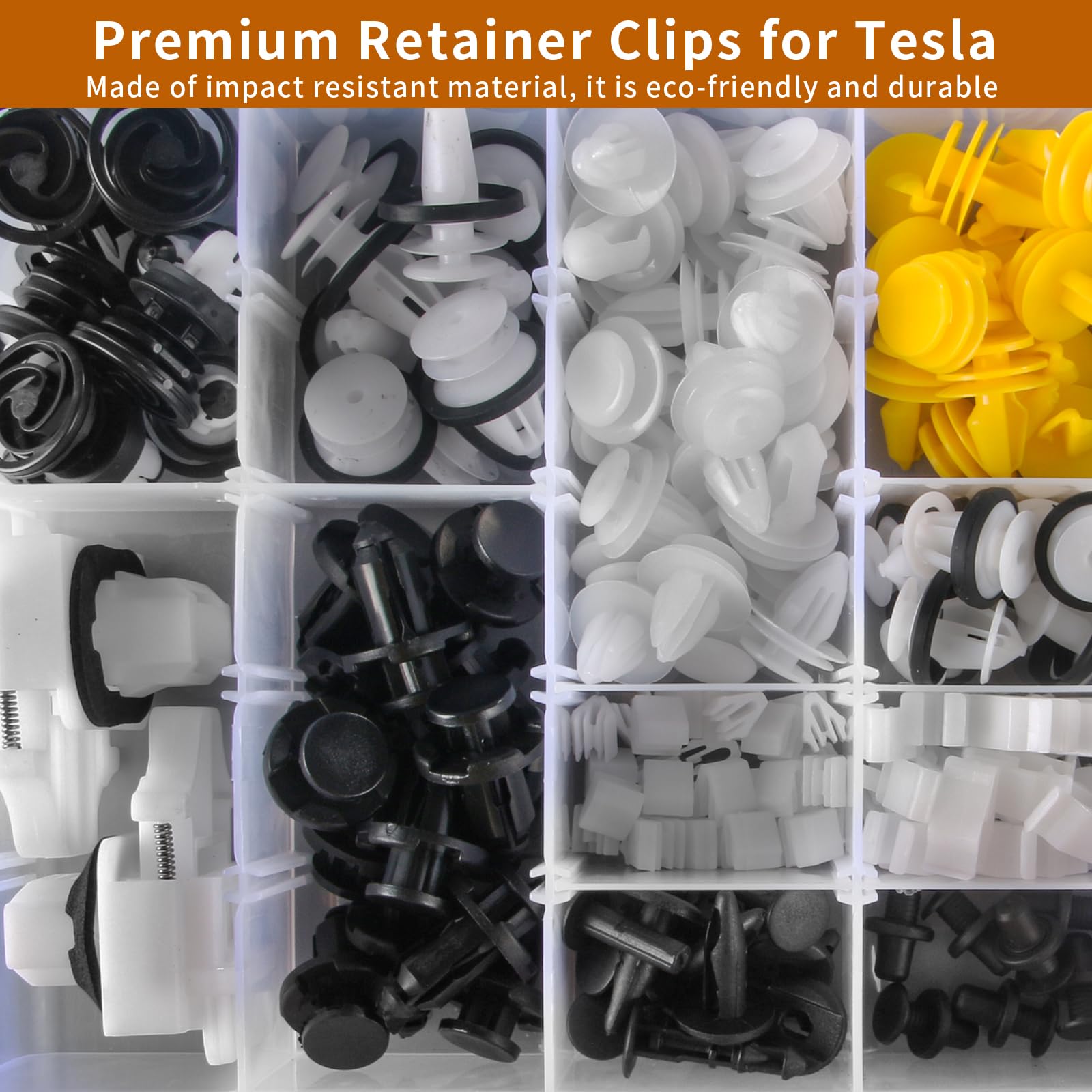 300PCS Tesla Fastener Clips Kit - 20 Sizes Push Retainer Rivets for Tesla Bumper & Fender Liner Repair - Includes Fastener Remover Tool (300 Clips + 5 Removers) - Perfect for DIY Tesla Maintenance & Body Panel Fixes