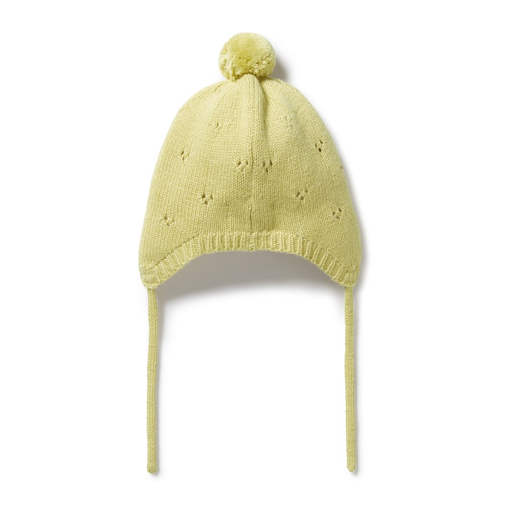 Endure Knitted Pointelle Bonnet for Babies - Soft Cotton Newborn Beanie Hat for Girls & Boys - Perfect for Winter, Photoshoots, and Gift Giving