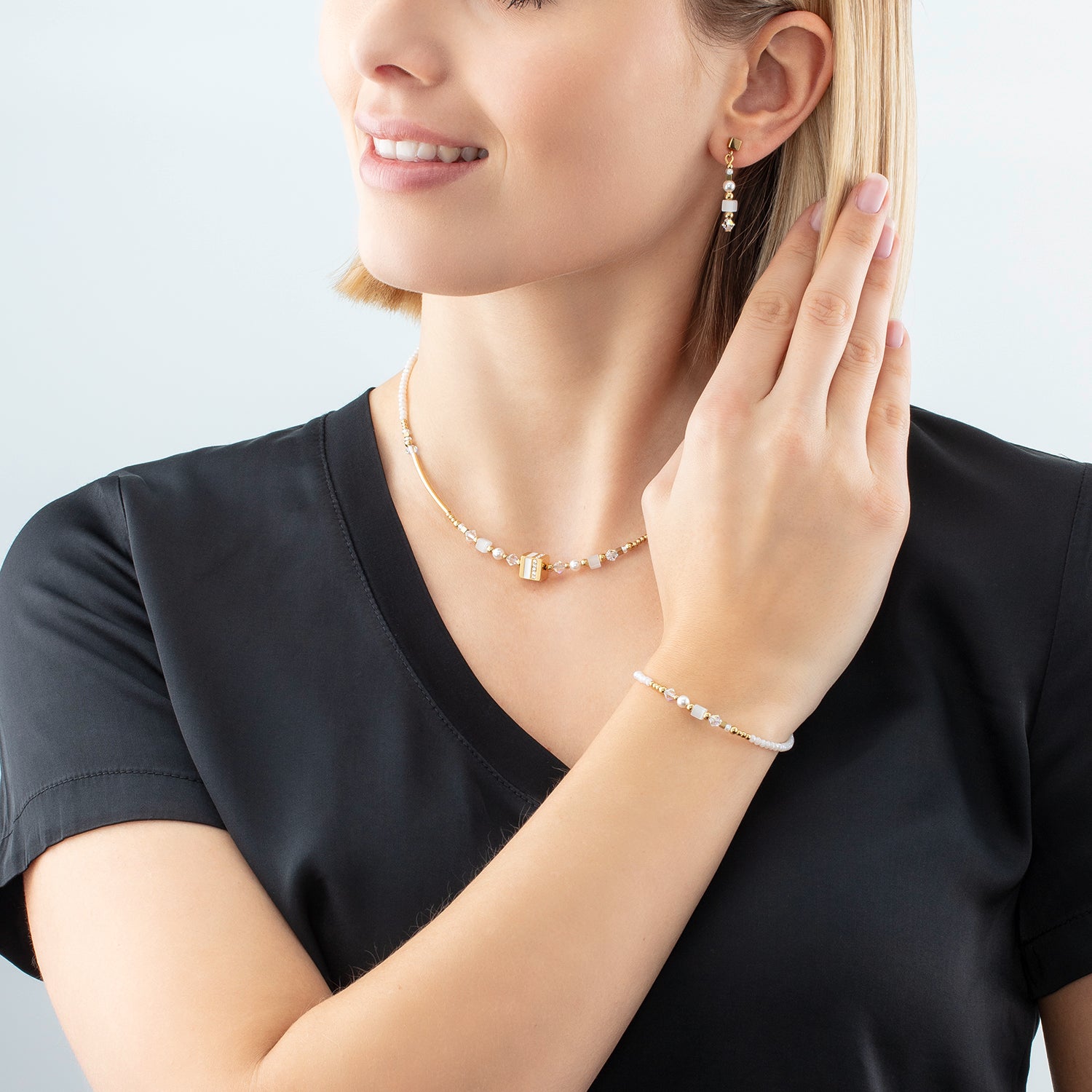 Square Striped Gold and White Earrings for Women - Elegant Fashion Jewelry for Parties, Weddings & Everyday Wear