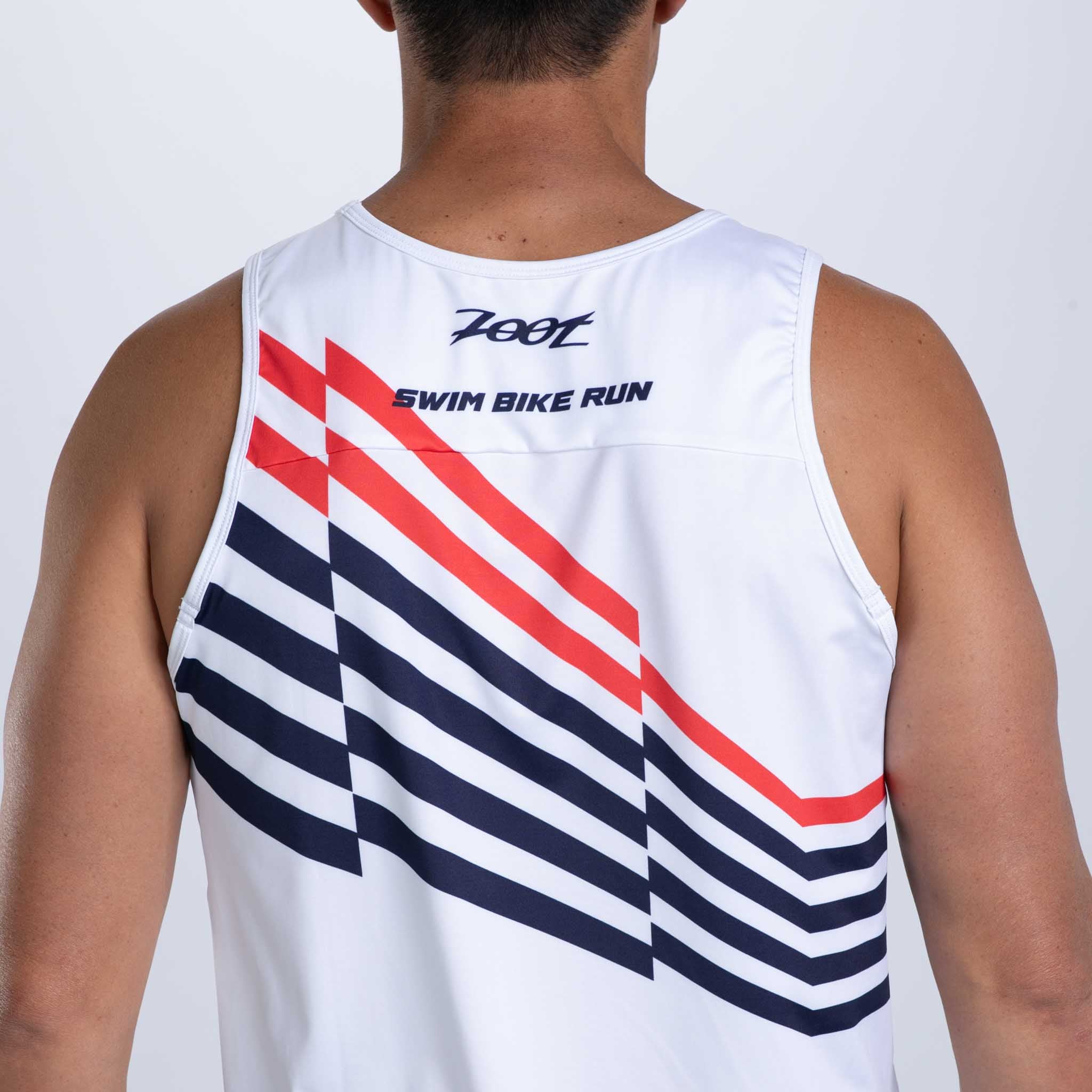 Men's Running Singlet - Cote d'Azur Stripes | Lightweight Performance Shirt for Marathon & Training | Gym & Outdoor Workout Top