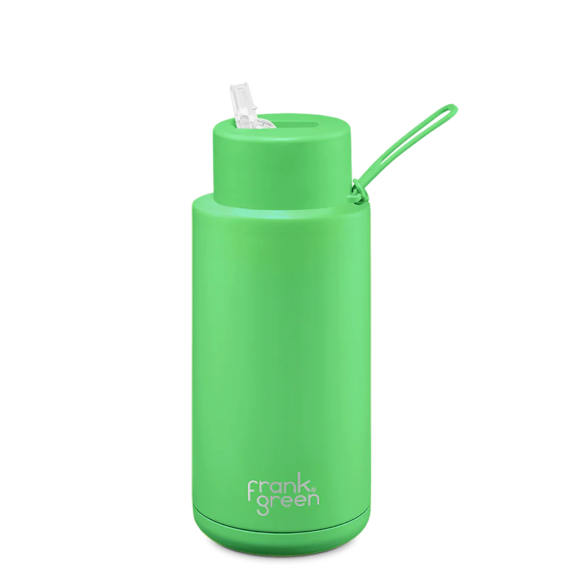 Frank Green 20oz (595ml) Ceramic Reusable Water Bottle with Straw Lid - Eco-Friendly, Leak-Proof & Insulated for Gym, Office & Outdoor Activities