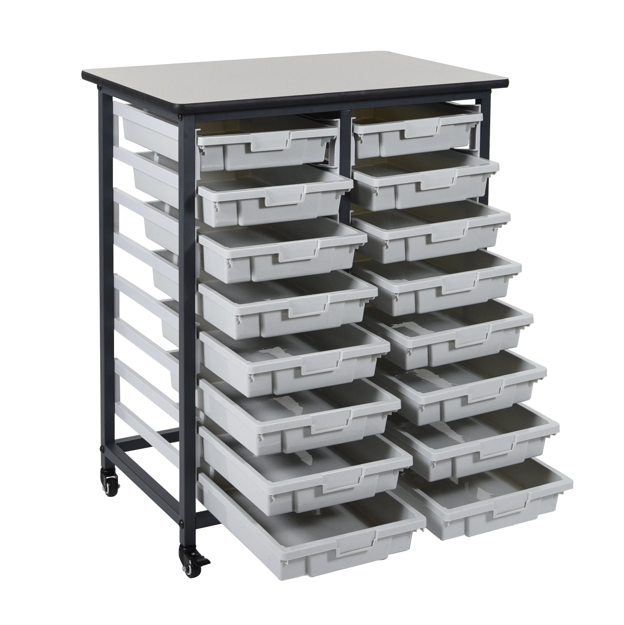 Luxor MBS DR 16S Mobile Bin Storage System - Double Row Organizer for Warehouse, Retail & Workshop Storage Solutions