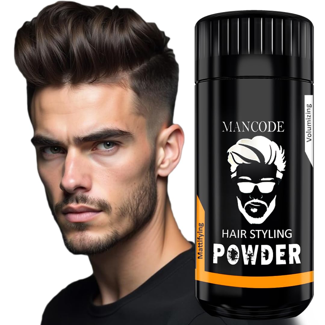 MAN CODE Hair Volumizing Powder Wax for Men - Natural & Safe Styling Powder with Strong Hold & Matte Finish - 24 Hour Hold Hair Wax Powder for Boys & Men (20g) - Perfect for Daily Styling, Special Occasions and Creating Textured Hairstyles