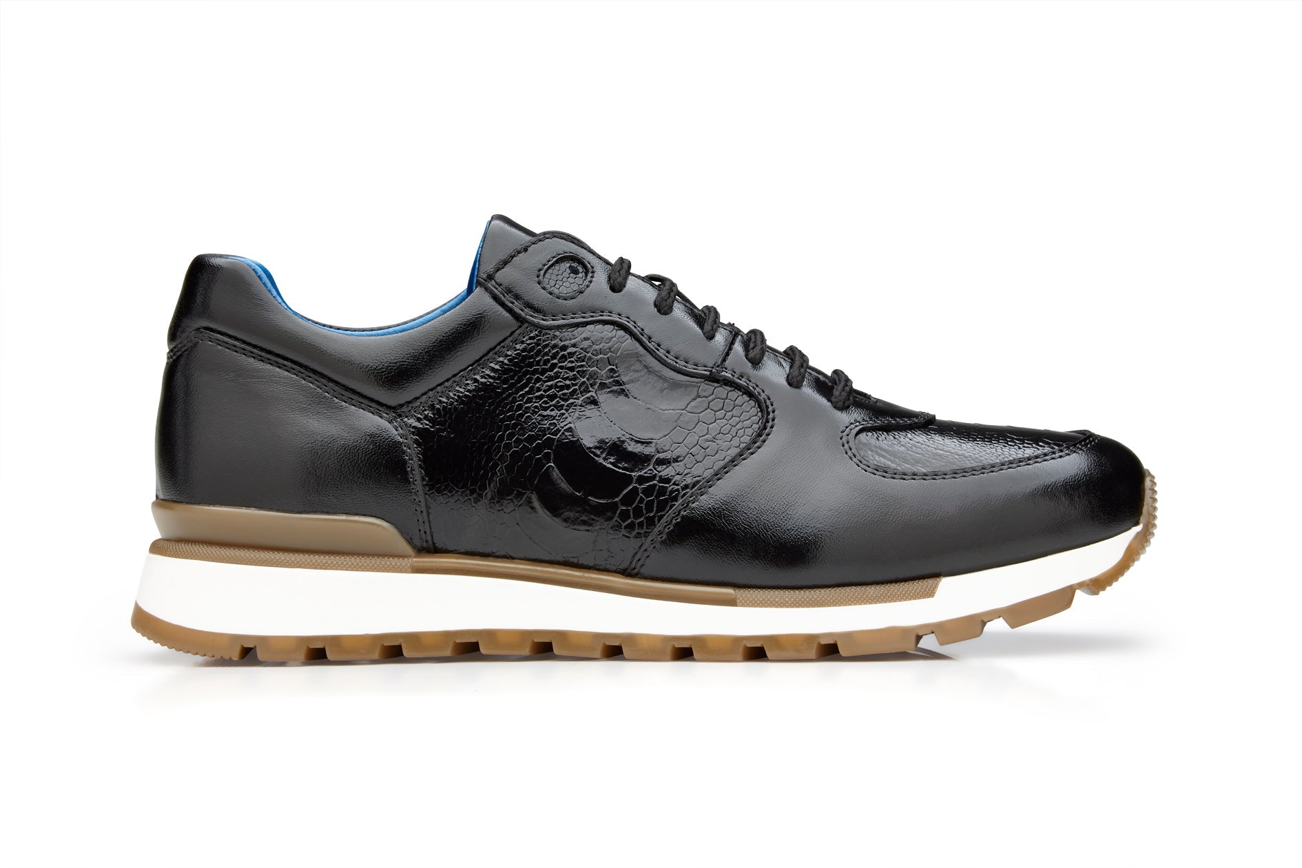 Belvedere Bobo Genuine Ostrich Leather & Italian Calfskin Sneakers - Black G01 | Luxury Men's Casual Shoes for Business & Night Out
