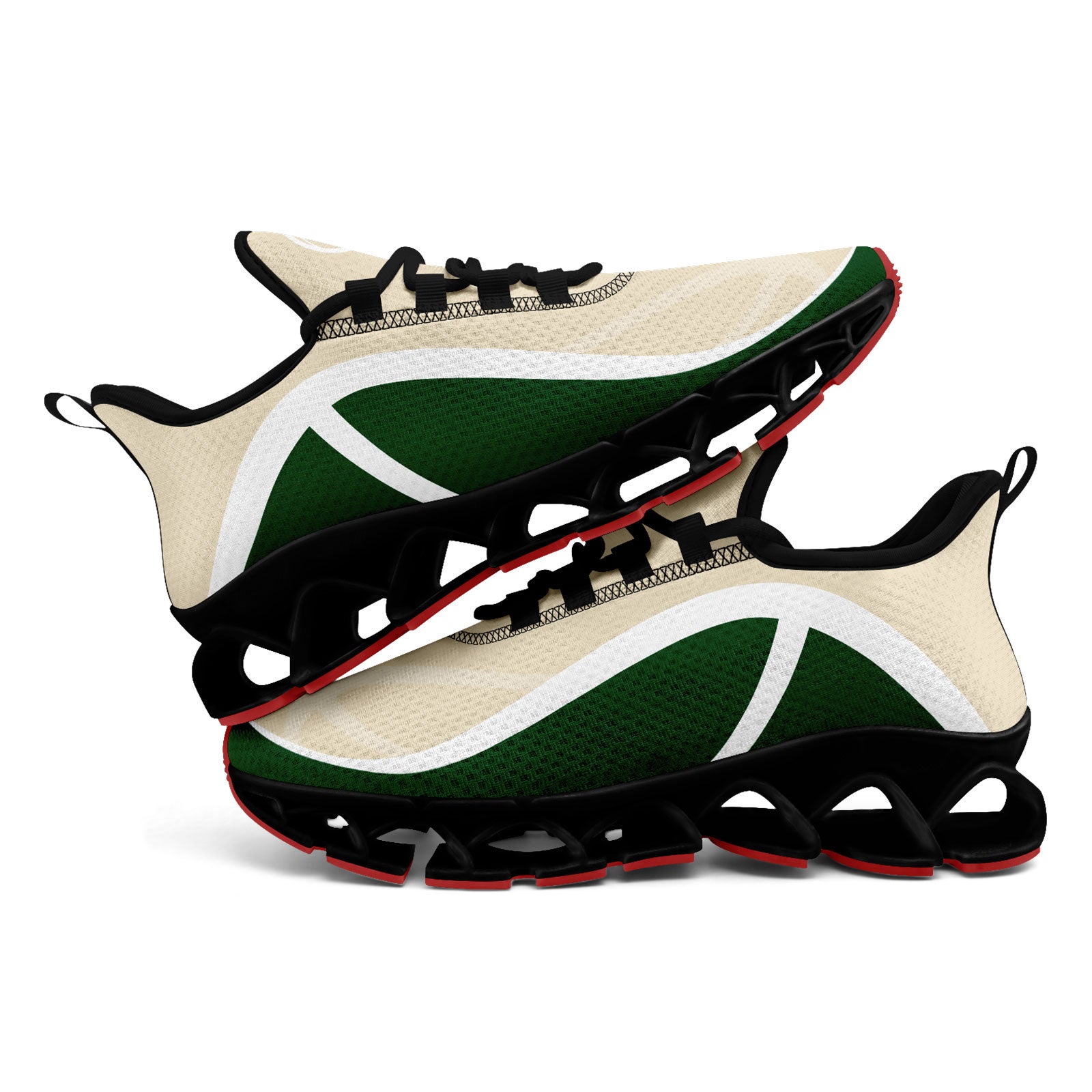 Custom Green Cream Maxsoul Sneakers - Personalized Comfort Shoes FN003XD D020391 Size 14 | Trendy Casual Wear for Men & Women, Perfect for Walking, Gym, and Street Fashion