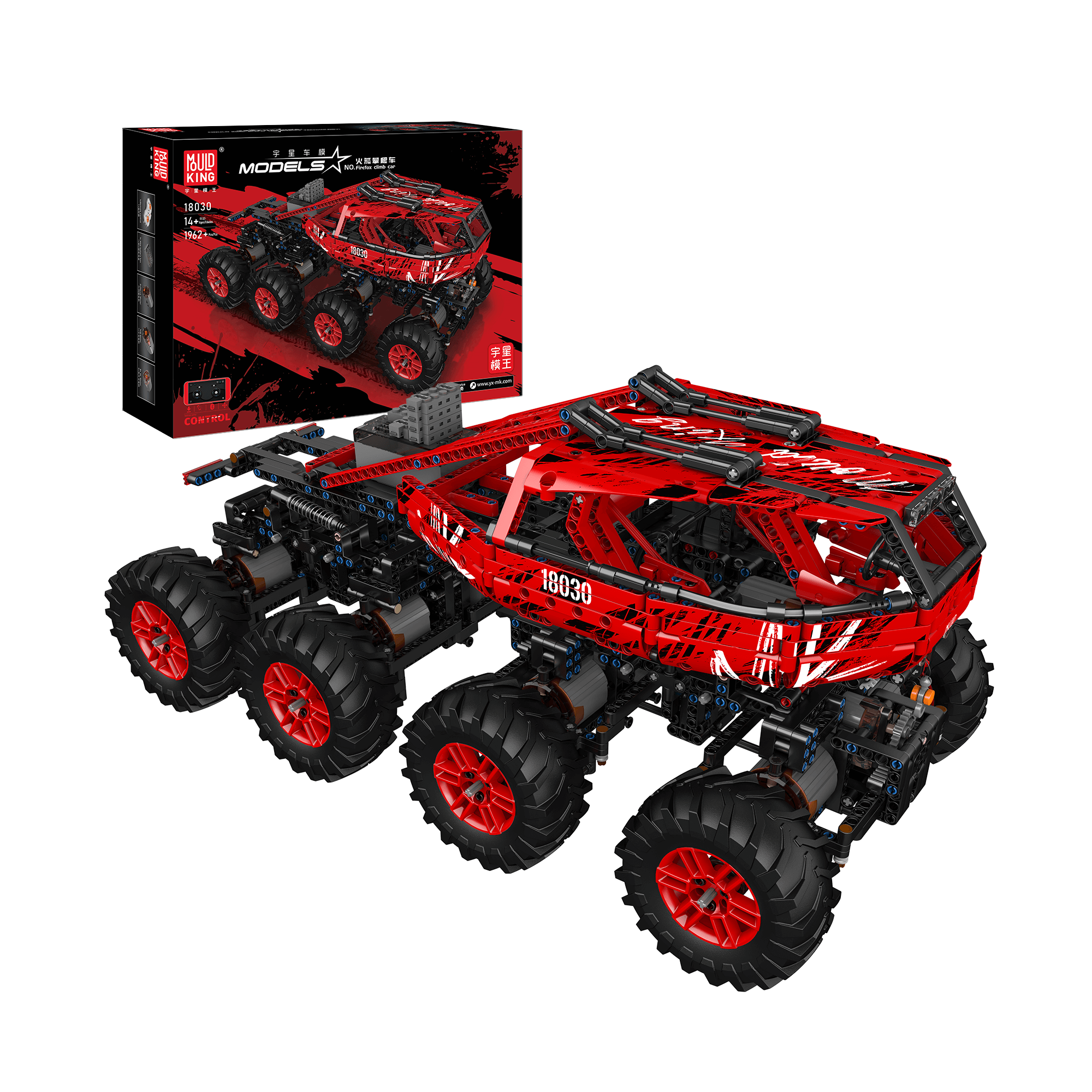 Mould King 18030 Remote Control Red Firefox Climbing Car Building Blocks Set - 1962 PCS STEM Toy for Kids & Adults | Perfect for Indoor Racing, Off-Road Adventures & Collector's Display