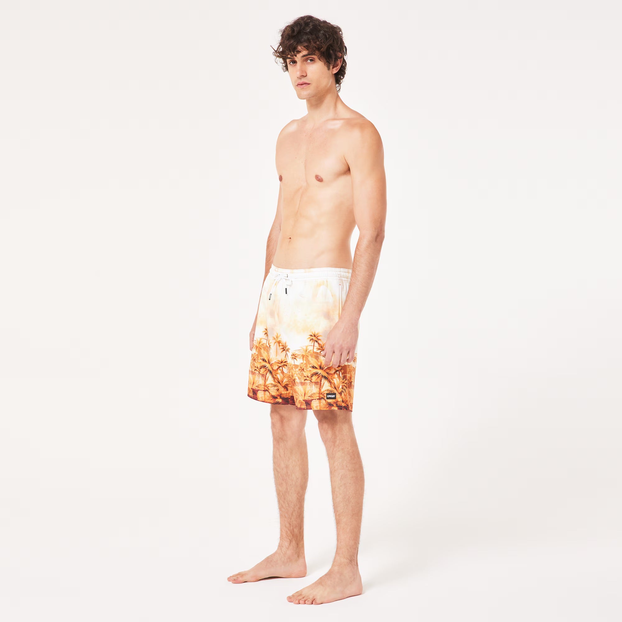 Oakley Canary Palms RC 18 Beach Shorts - Palm Print Grenache Swim Trunks for Men | Perfect for Beach Vacations, Pool Parties & Summer Outdoor Activities