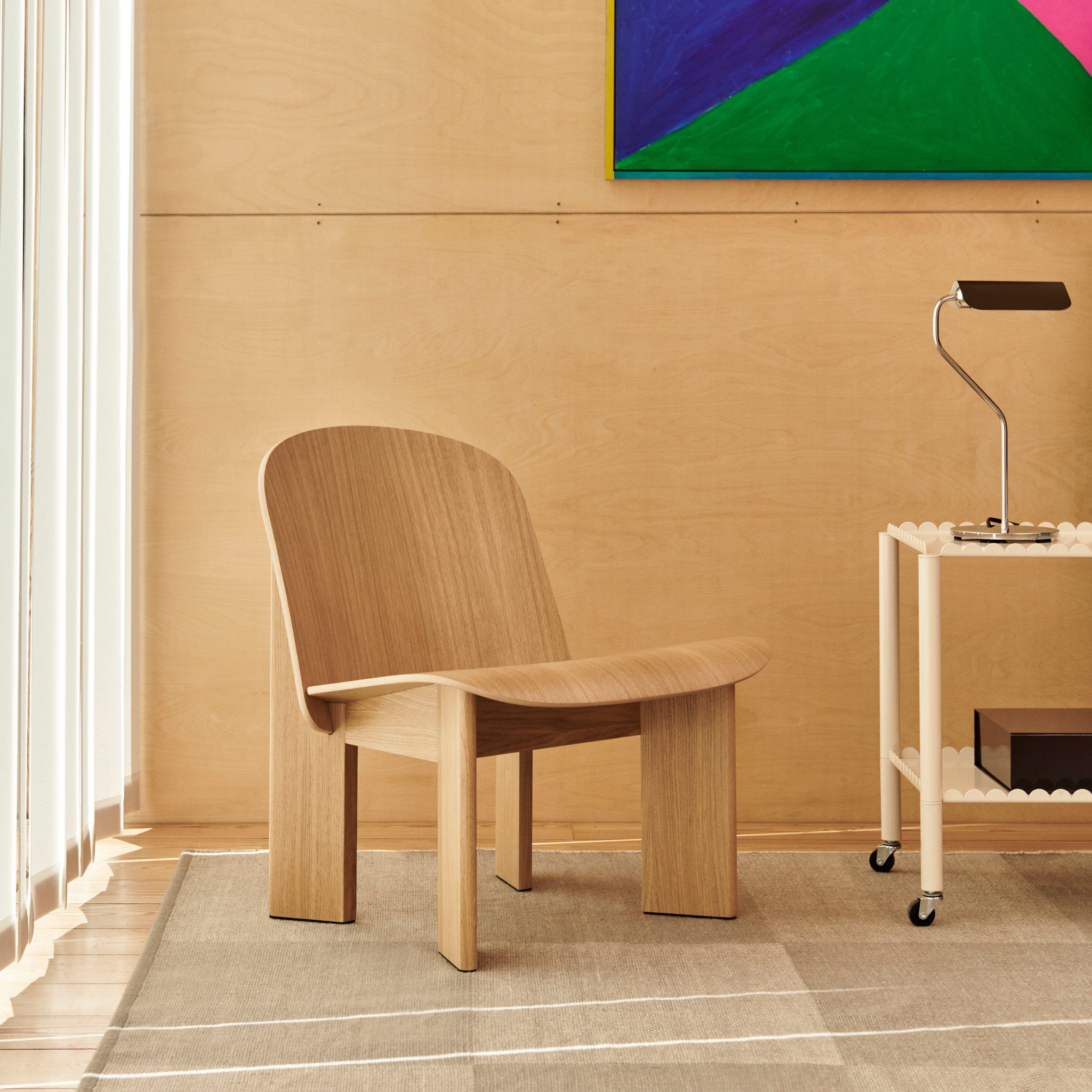 HAY Chisel Lounge Chair - Premium Lacquered Oak Wood Modern Accent Chair for Living Room, Office & Lounge Areas | Comfortable Mid-Century Inspired Seating Furniture