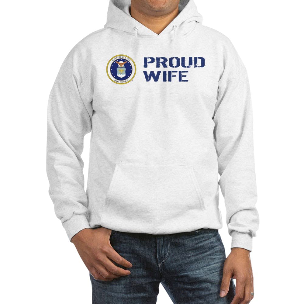 USAF Proud Wife Hooded Sweatshirt - Comfortable Military Spouse Pullover for Women - Perfect for Military Apparel, Air Force Support & Casual Wear
