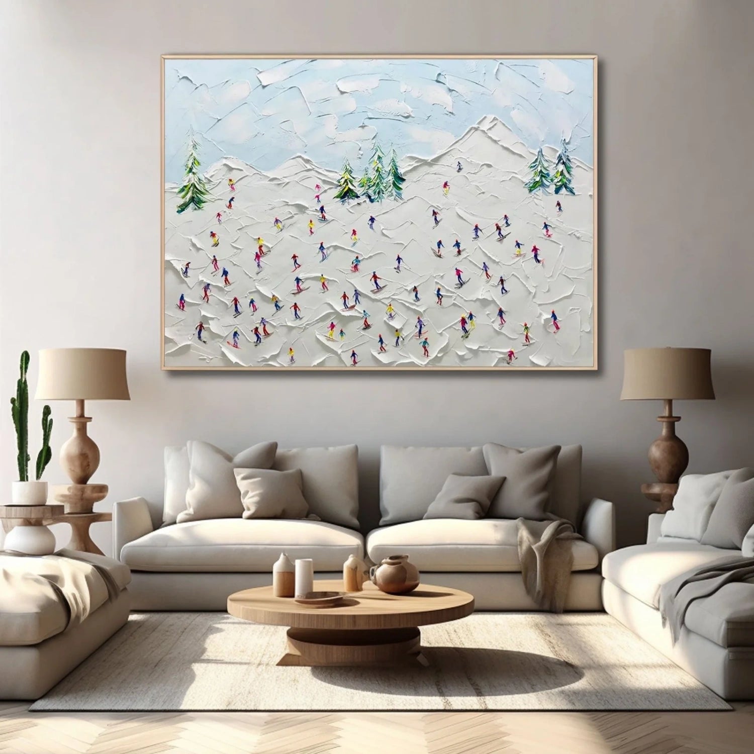 Premium Skiing Sport Art Textured Painting Canvas Wall Decor - SP053 | Perfect for Living Room, Bedroom & Office Decor