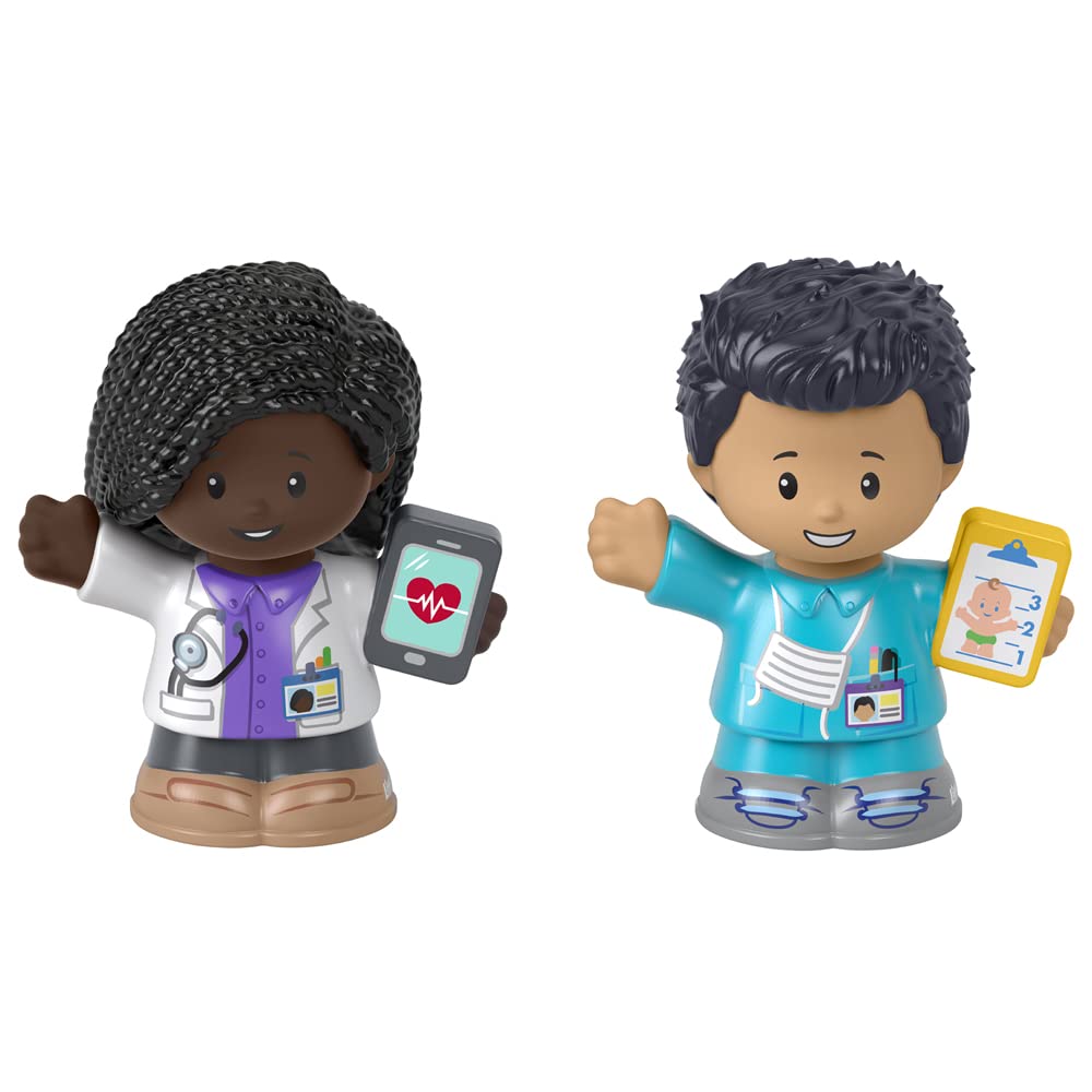 F-Price Doctor and Nurse Toy Figure Pack - Story Starter Figure Set (HBW65) - Purple, White, Blue, Gray - Perfect for Role Play, Storytelling & Educational Activities