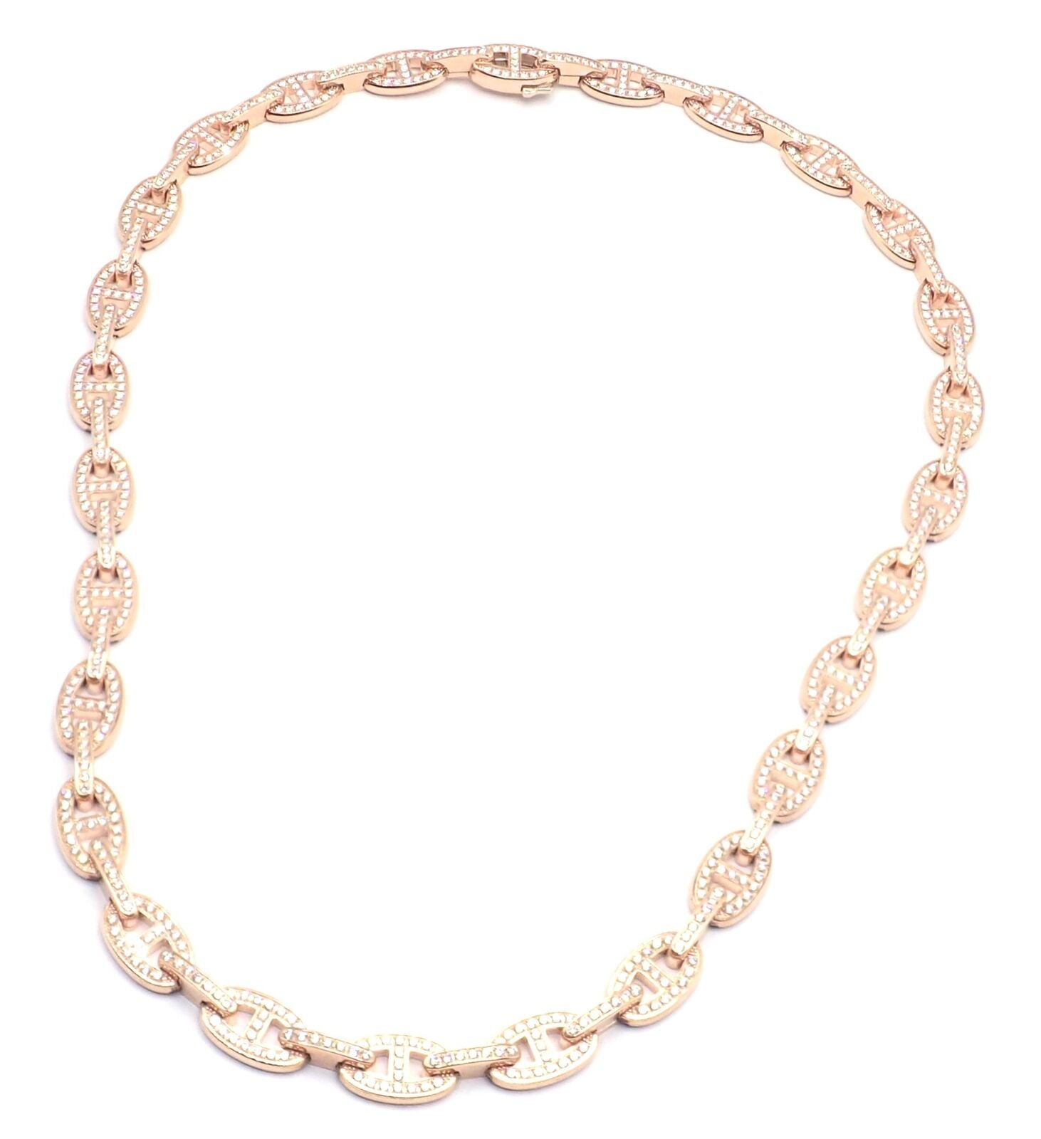 Authentic Hermes Chaine d'Ancre Enchaine 18K Rose Gold Diamond Link Necklace - Luxury Jewelry for Women, Perfect Gift for Anniversary & Special Occasions