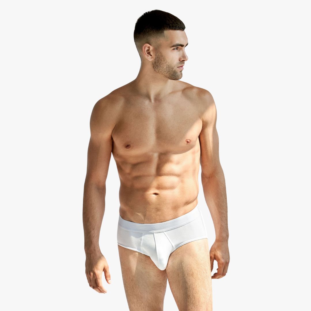 3 Pack Men's Underwear Briefs - Soft Cotton Comfort Fit Boxer Shorts (White) - Perfect for Daily Wear, Gym & Travel