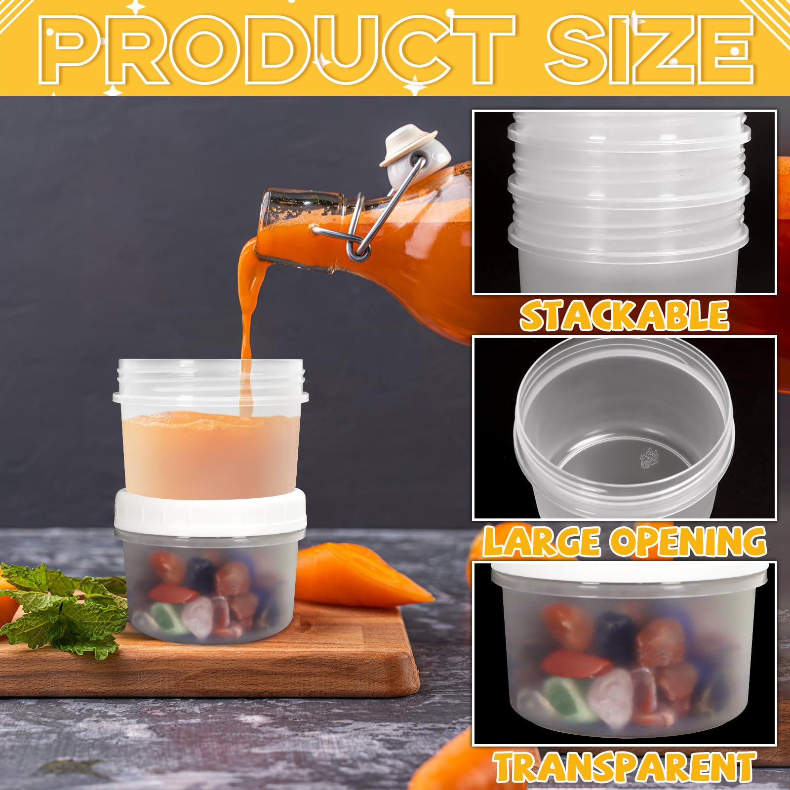 10-Pack 4oz Reusable Plastic Food Storage Containers with Screw Lids - BPA-Free Small Freezer-Safe Deli Containers, Stackable Sauce & Condiment Jars for Meal Prep, Lunch Box, Pantry Organization & Kitchen Storage