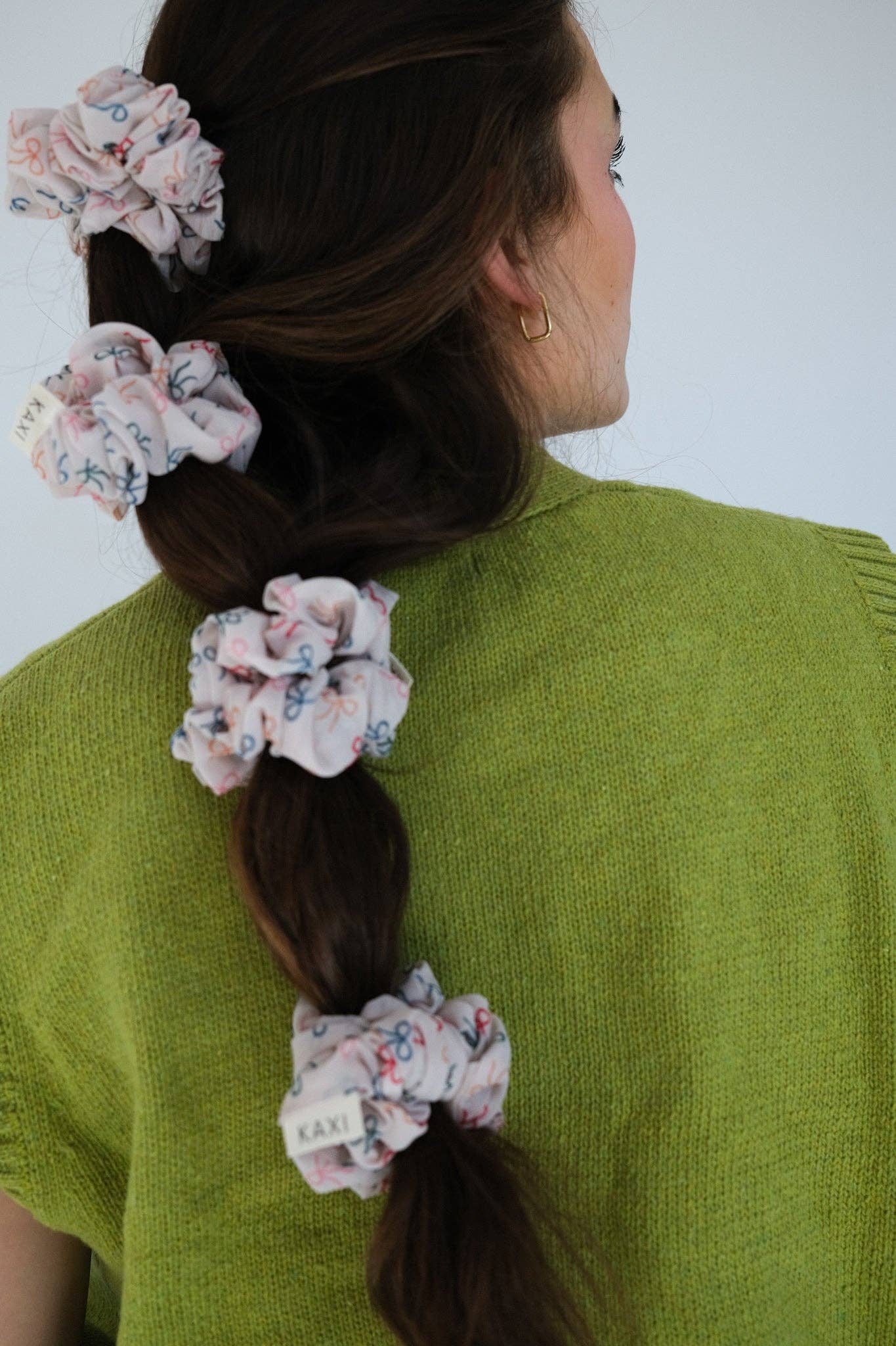 Bow Pattern Hair Scrunchie - Soft Elastic Hair Tie for Women & Girls - Perfect for Workouts, School, and Everyday Styling