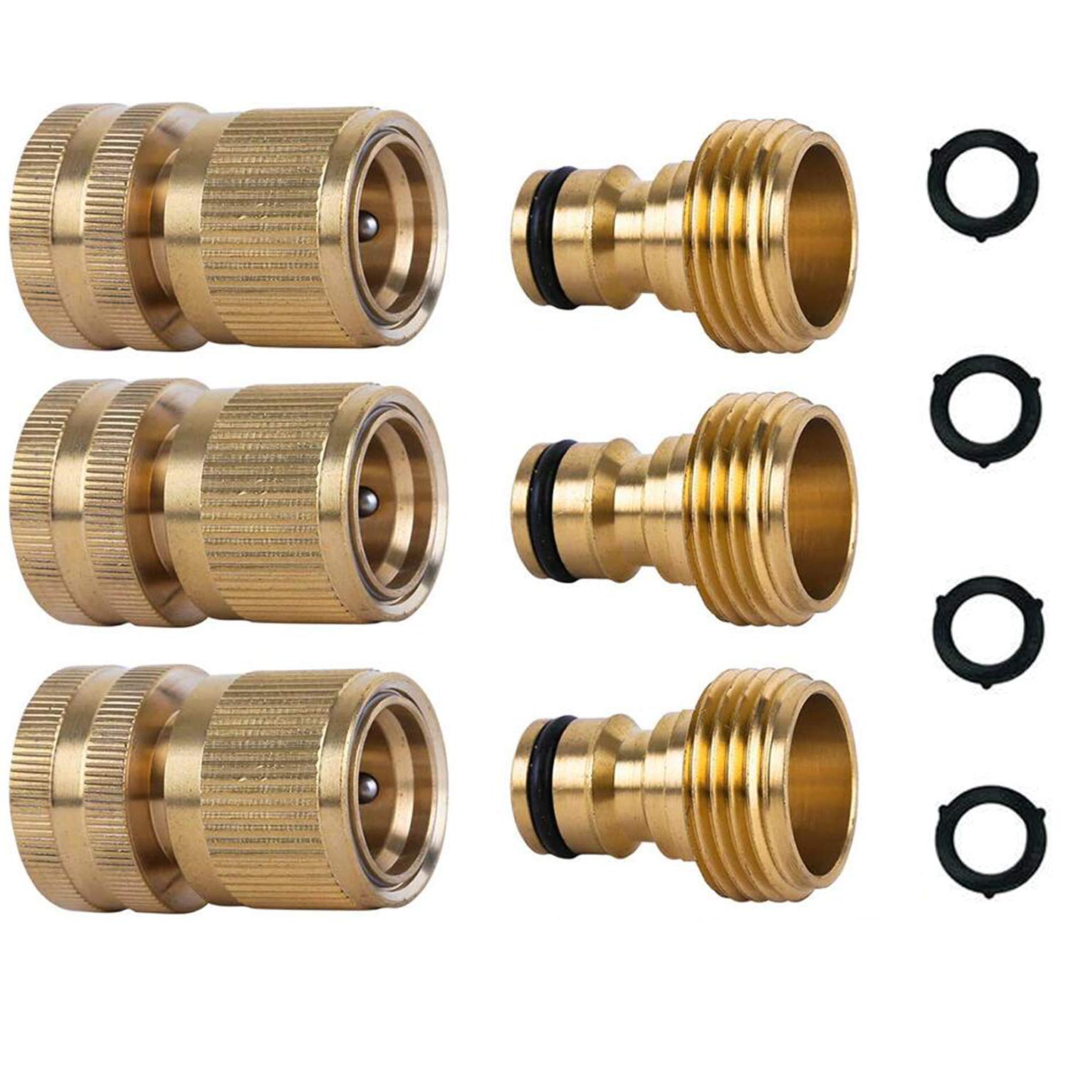 **3/4 Inch GHT Thread Garden Hose Quick Connect Fittings - No-Leak Water Hose Coupler Set (3 Packs) - Perfect for Lawn, Garden, and Outdoor Watering**