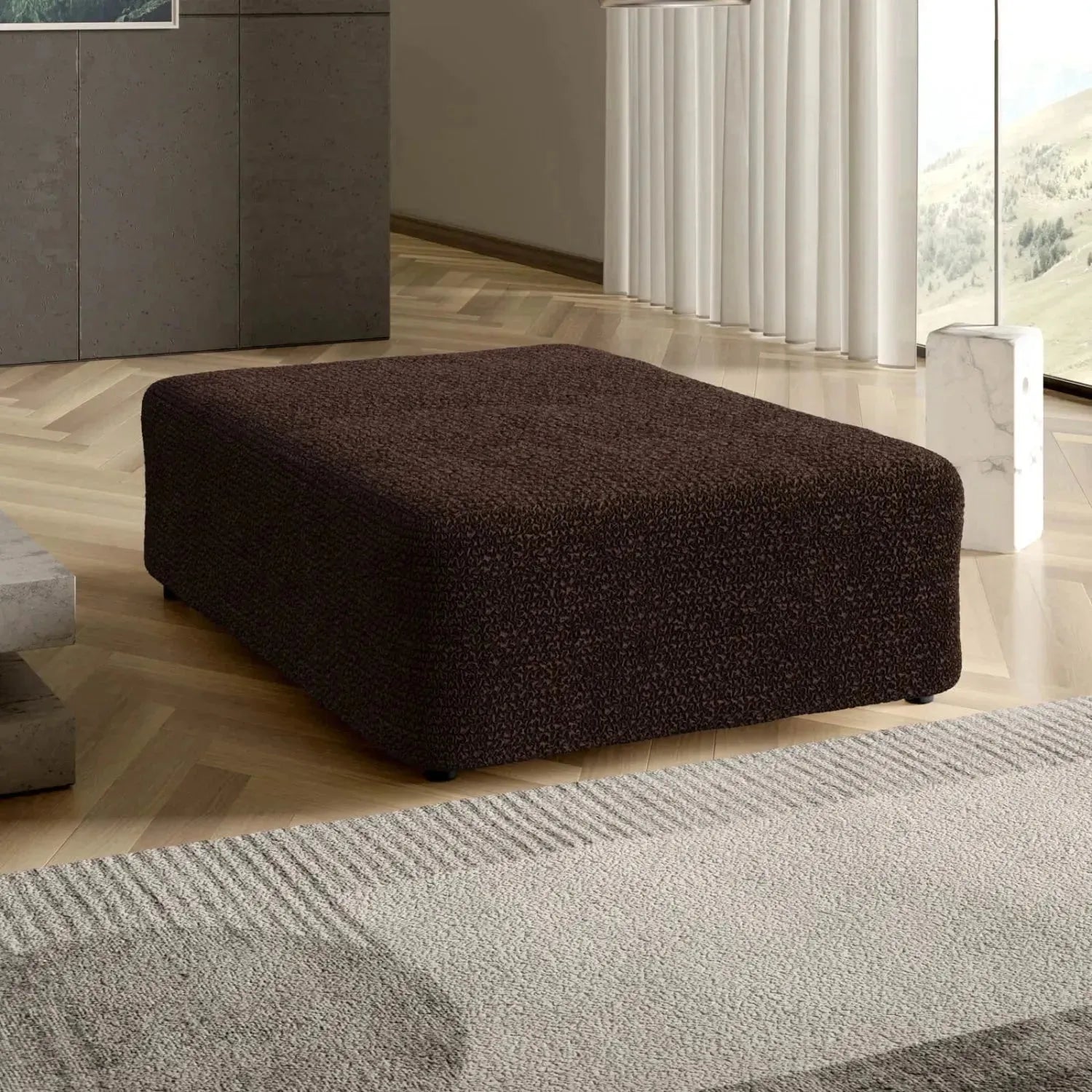 Large Ottoman Slipcover - Microfiber Collection for Living Room, Bedroom & Home Decor | Washable & Durable Furniture Cover