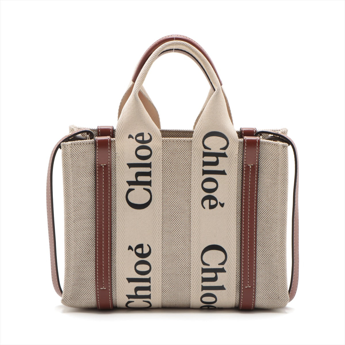 Chloe Woody Small Canvas & Leather 2-Way Handbag in Beige #2477 - Perfect for Work, Travel & Everyday Use