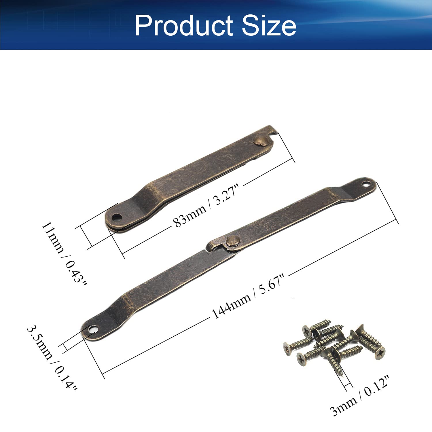 Yinpecly 10Pcs Bronze Folding Lid Support Hinges - Heavy Duty Cabinet Hinges for Lift Up Furniture, Cupboard & Display Box - Perfect for Kitchen Cabinets, Jewelry Boxes & Wooden Chests