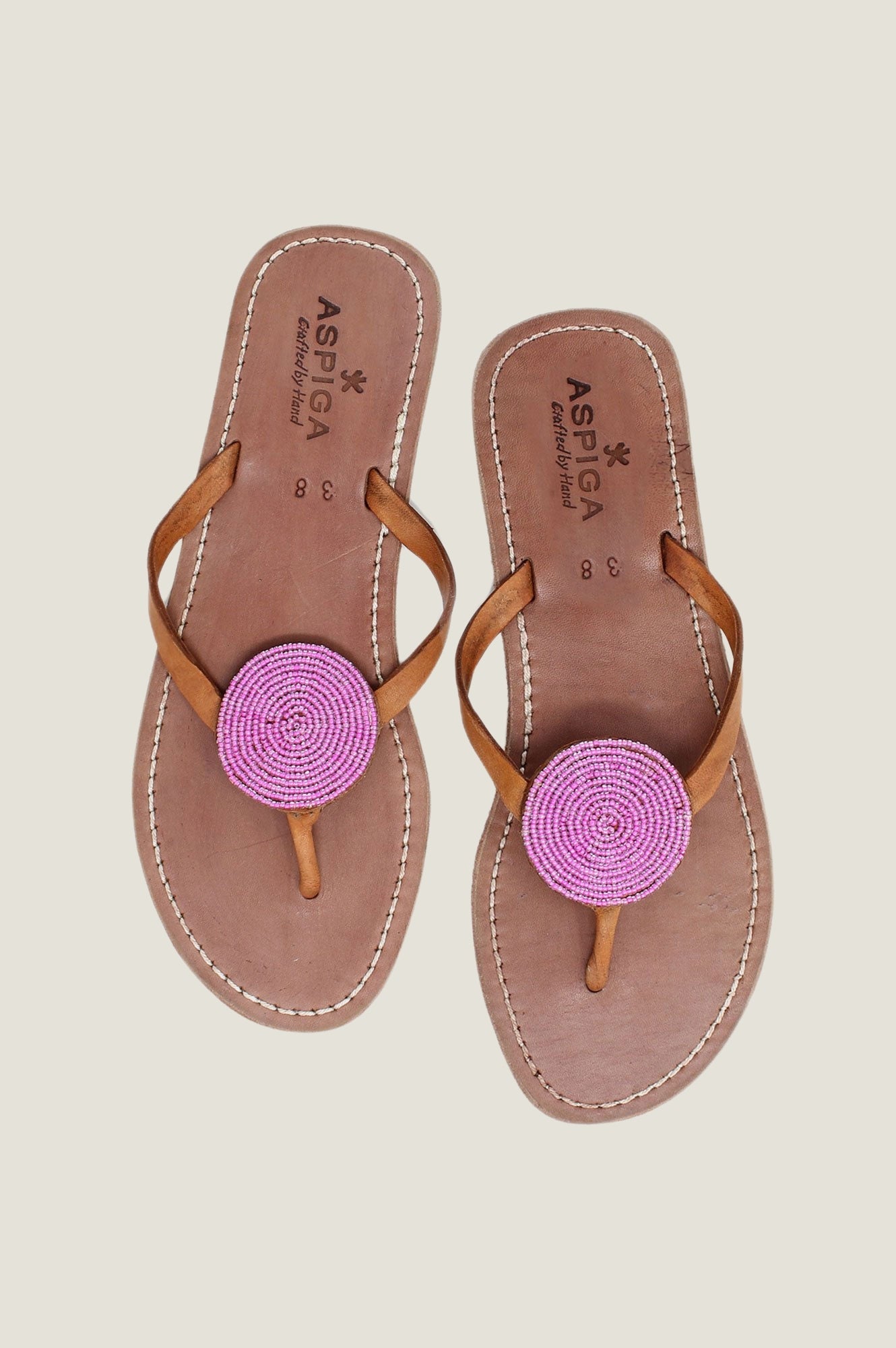 Women's Pink Leather Disc Sandals - Comfortable & Stylish Summer Slide Sandals for Beach, Pool, and Casual Outings