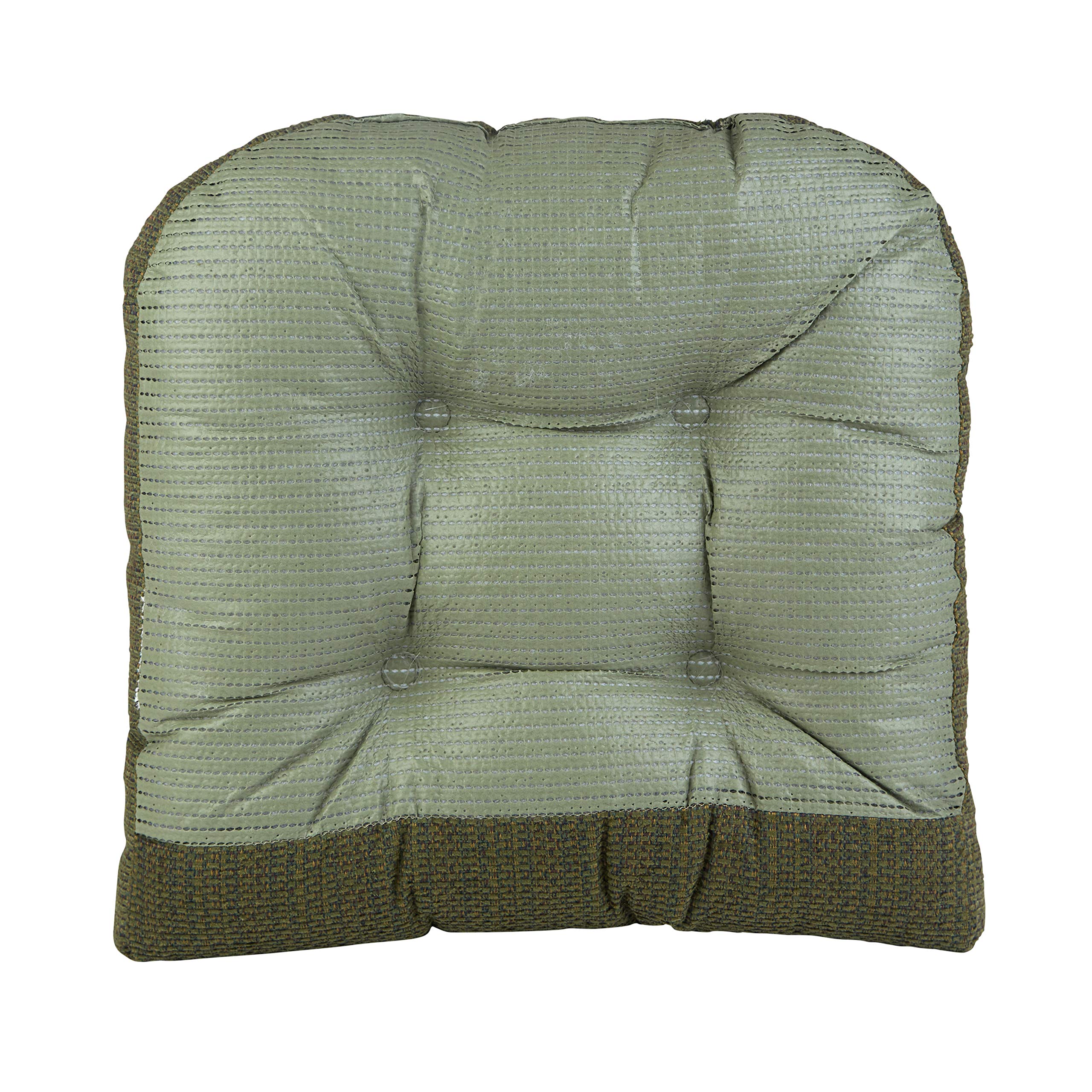 Non-Slip Dining Chair Cushions - Klear Vu Gripper Overstuffed Universal U-Shaped Seat Pads (15x15 Inches, 8-Pack, Waffle Green) - Skid-Proof Kitchen & Office Chair Cushions for Comfort & Home Decor