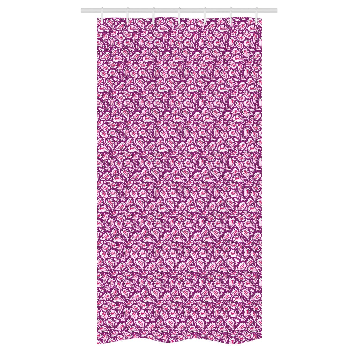 Ambesonne Magenta Stall Shower Curtain - Water Droplet Paisley Pattern with Medieval Boho Design, 36x72 Inch Bathroom Decor with Hooks, Purple Pink Fabric Set | Perfect for Vintage & Bohemian Style Bathrooms