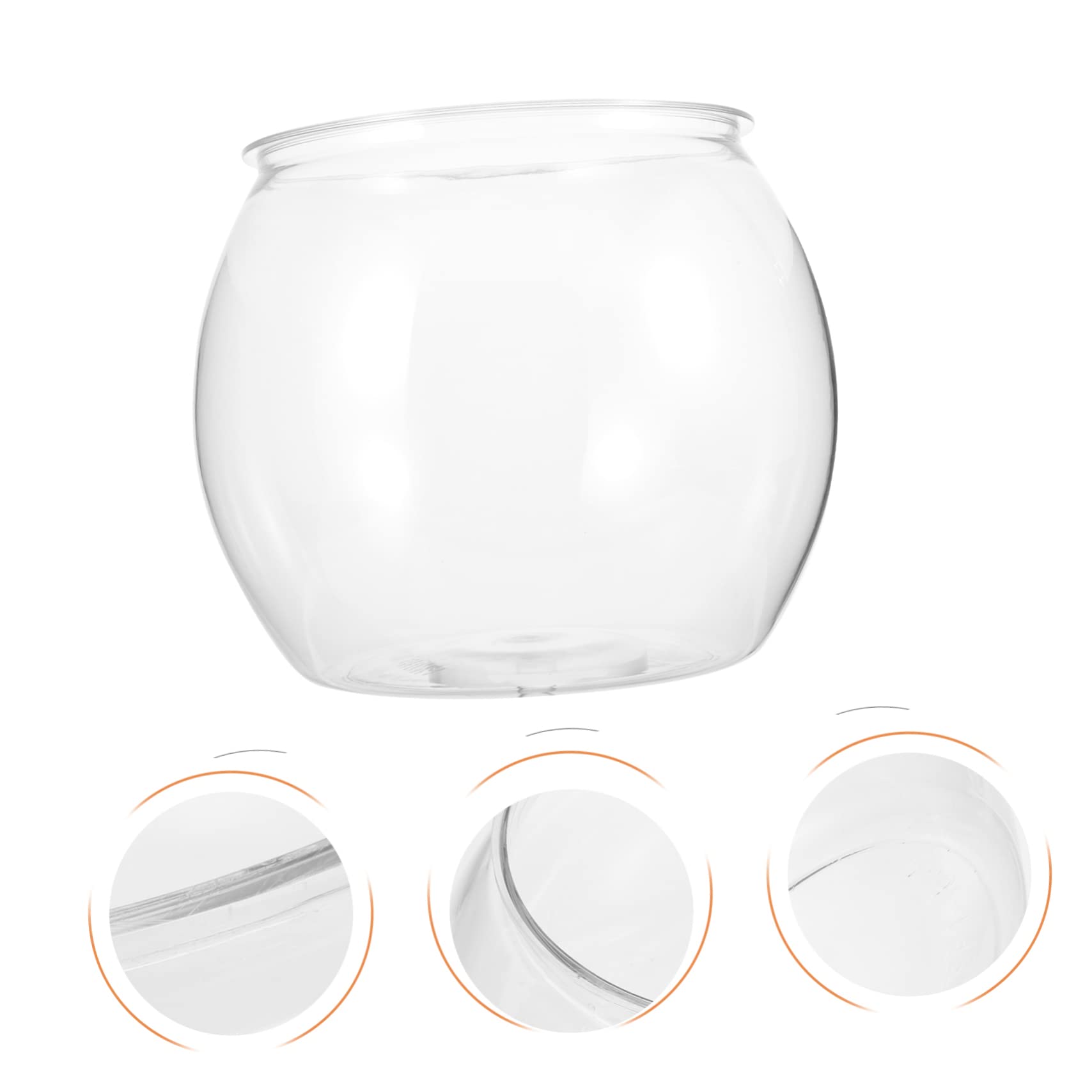 Transparent Round Plastic Fish Bowl - Goldfish Tank, Vase, Terrarium for Office & Home Decor | Perfect for Betta Fish, Small Aquatic Pets, and Succulent Plants
