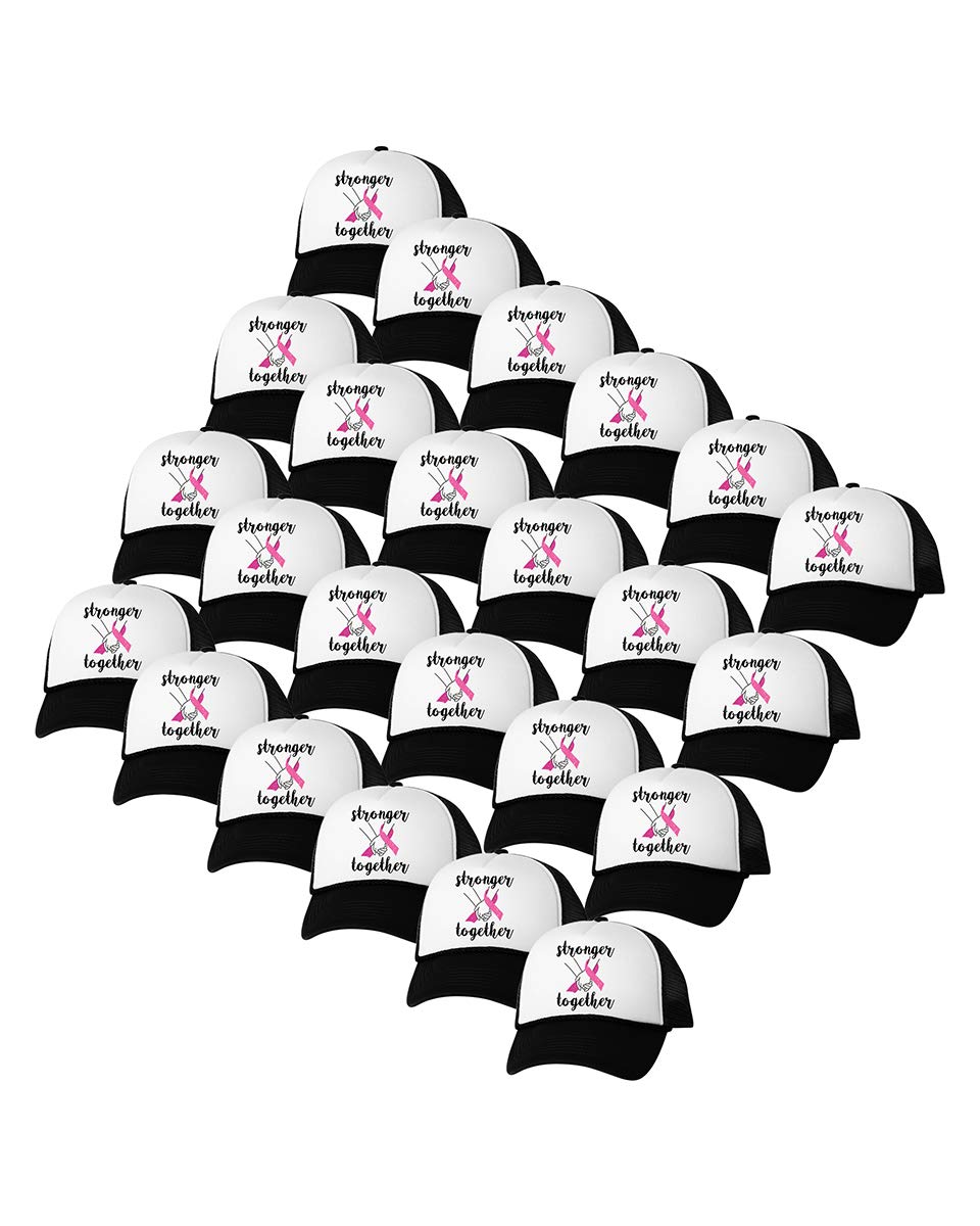 Breast Cancer Awareness Hat - Stronger Together Support Cap - Set of 6, 12, or 24 - Black Ribbon Cancer Survivor Gift - Perfect for Fundraisers, Walks & Awareness Events