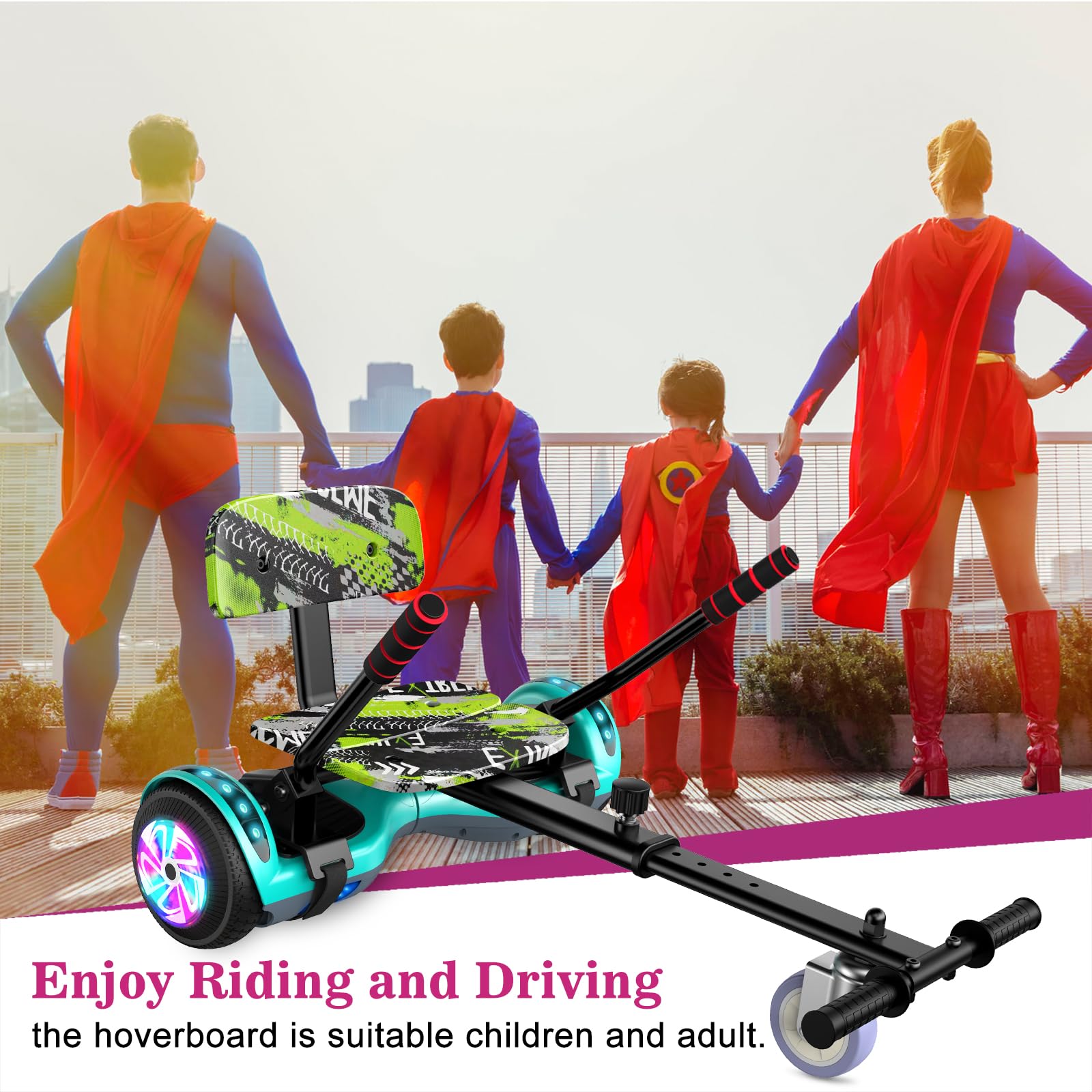 6.5 Inch Self Balancing Hoverboard with Bluetooth & LED Lights - Electric Scooter for Kids & Teens - Perfect for Commuting, Indoor Fun & Outdoor Adventures