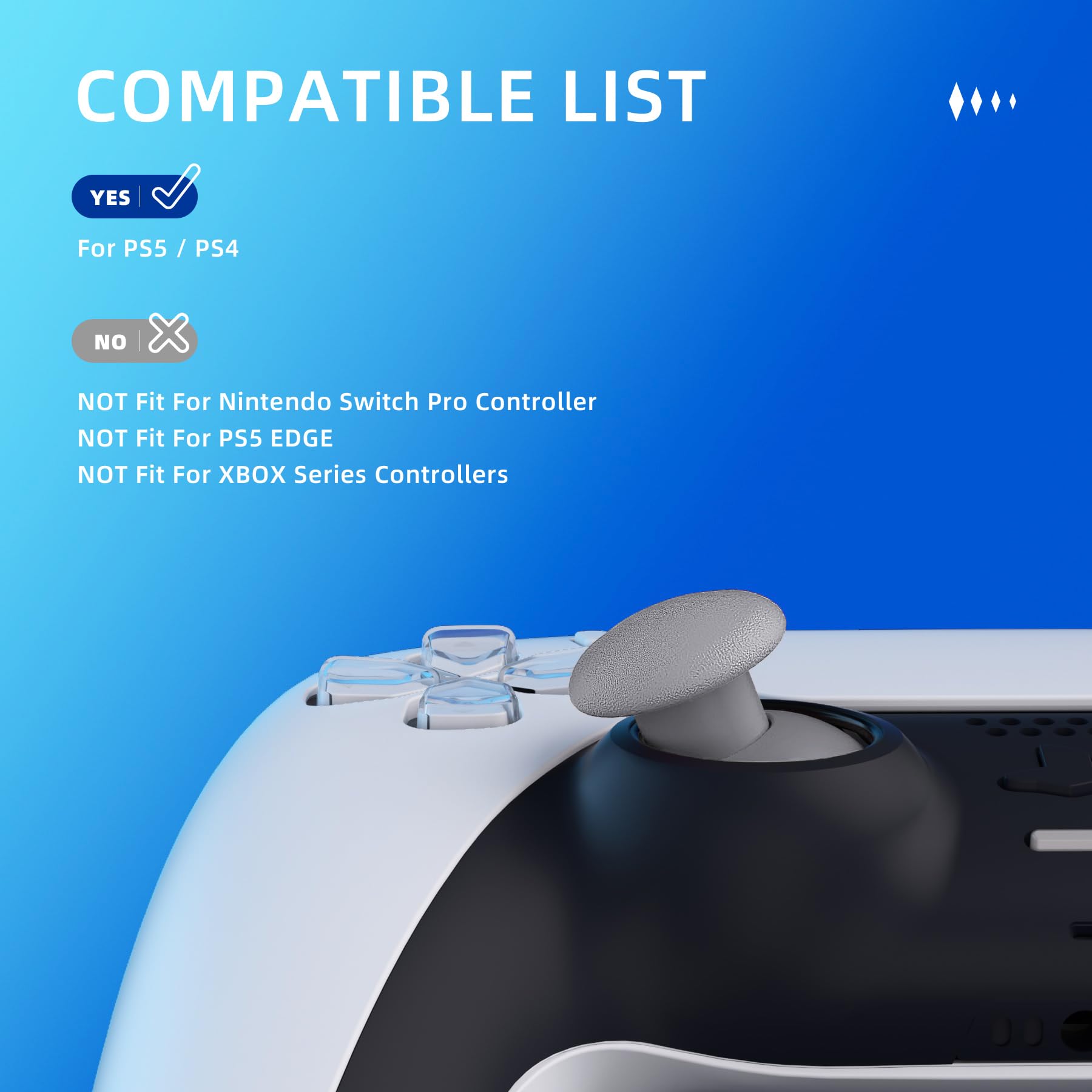 eXtremeRate Edge Sticks - Swappable Thumbsticks for PS5 Controller, Interchangeable Analog Joystick Replacement for PS5 & PS4 All Models (New Hope Gray) - Perfect for Gaming, Customization & Controller Repair