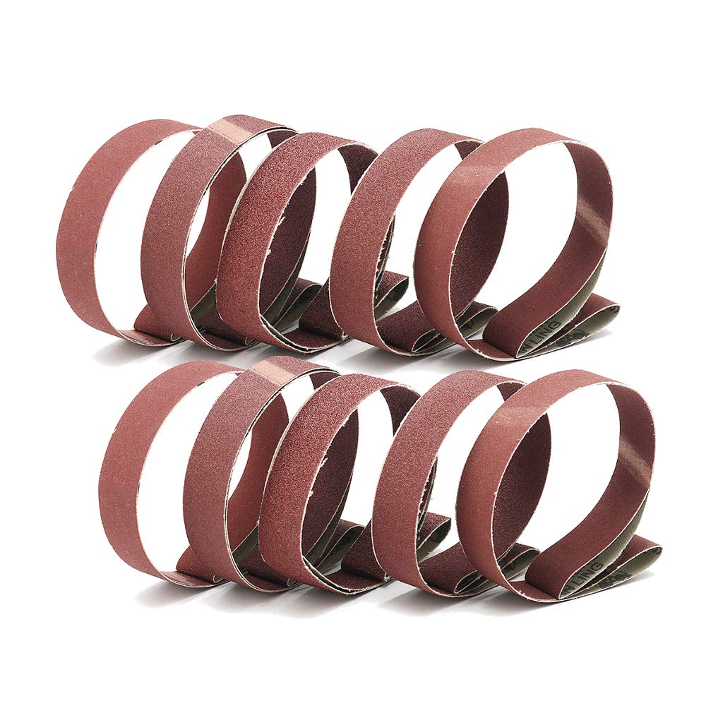 1 Inch x 30 Inch Sanding Belts - 10 Pack Aluminum Oxide Abrasive Belts (60/80/120/180/240/320/400/600/800/1000 Grits) for Woodworking, Metal Polishing & DIY Projects - Perfect for Belt Sanders, Surface Smoothing & Finishing Touches