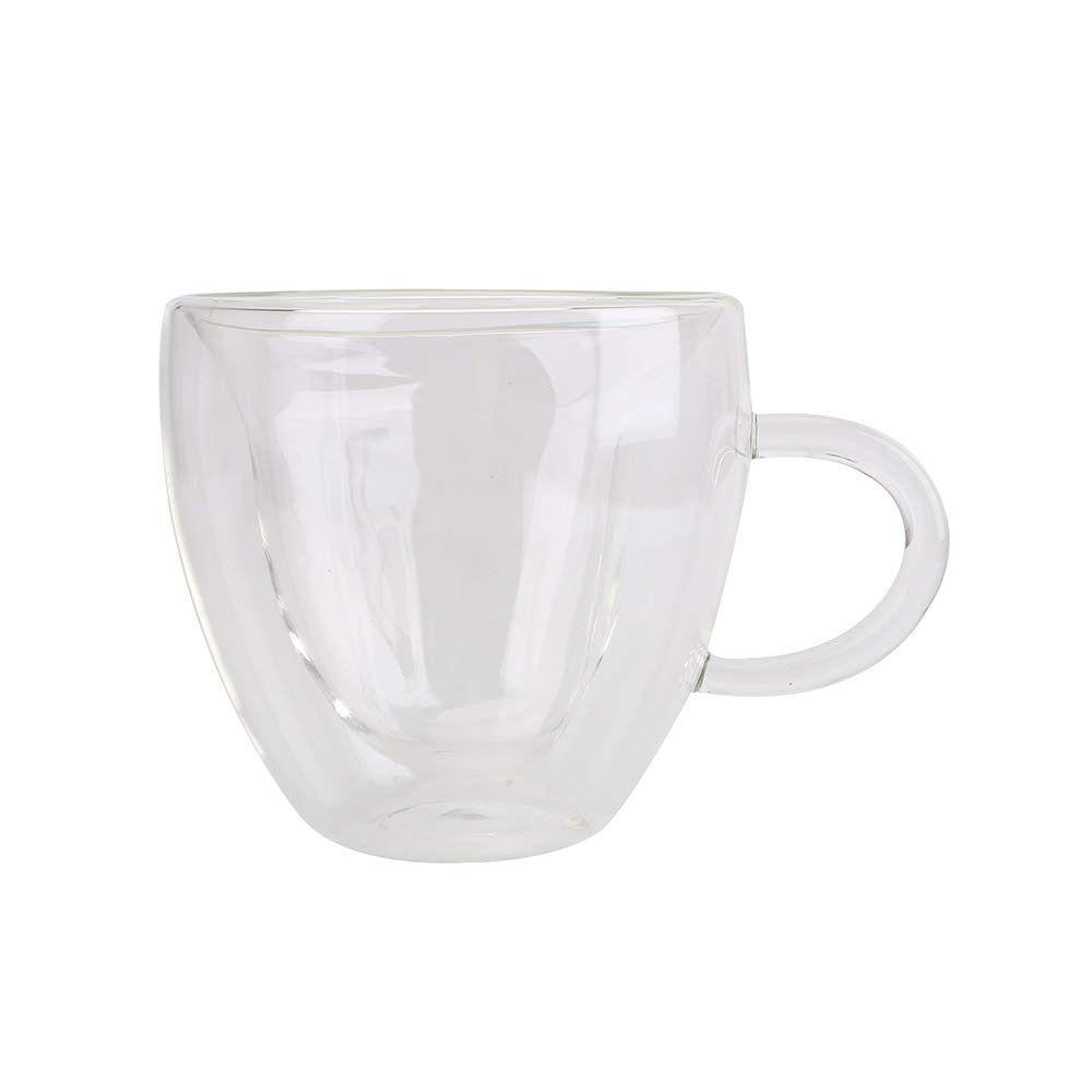 Double-Wall Glass Coffee Mug with Handle - 180ml Heart-Shaped Transparent Cup for Hot/Cold Drinks - Perfect Valentine's Gift, Thanksgiving Present & Home/Office Use - Ideal for Coffee, Tea, Juice & Smoothies