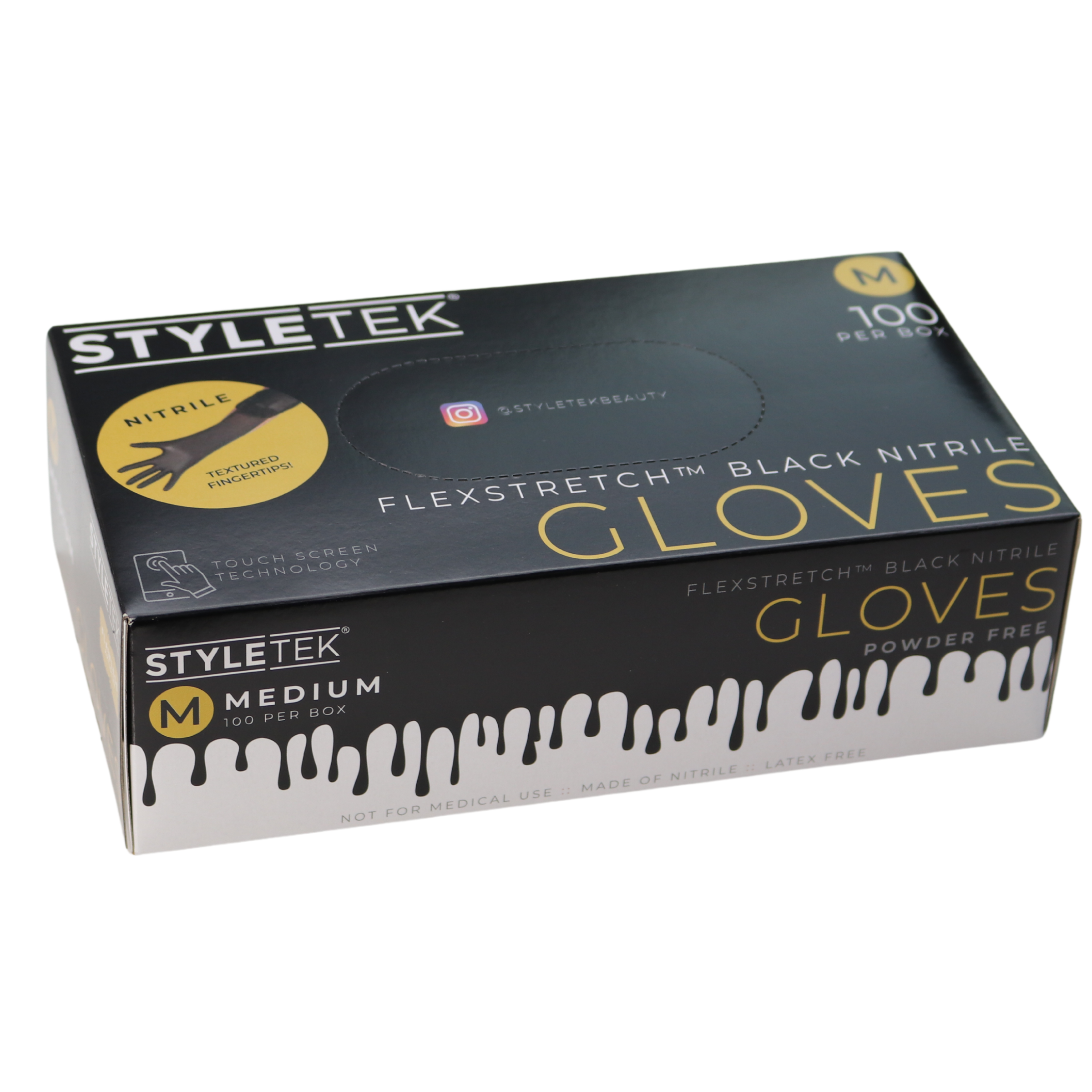 Premium Black Powder-Free Nitrile Gloves, Medium - 100 Pcs, Disposable, Latex-Free, Chemical Resistant - Ideal for Medical, Dental, Tattoo, Laboratory & Food Handling